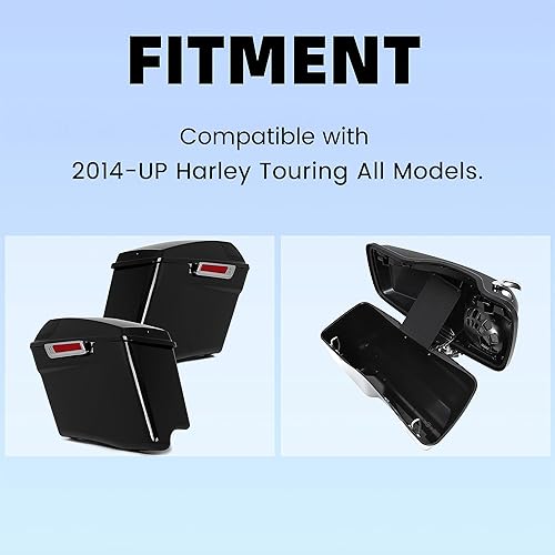 Miniatura 2 de ECOTRIC Alforjas Rígidas Estiradas de 5" con Tapas de Altavoz de 5" x 7" con Rejillas, Alforjas Extendidas Compatibles con Harley Touring Street