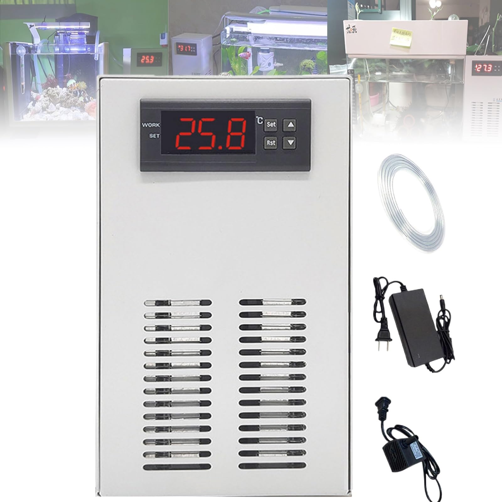20L/35L Enfriador De Acuario Con Bomba Y Manguera, 72W/120W Enfriamiento Hidropónico Para Acuarios De Agua Dulce, Salados, Ajolotes, Corales Y Medusas(20L)