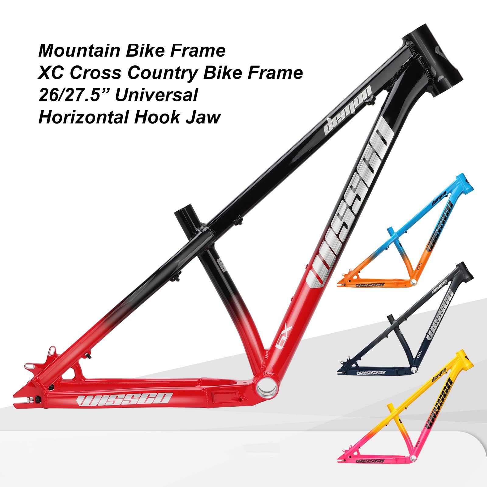 MirOdo Mountain Bike Frames 26/27.5? Aluminum Alloy Bike Frame Disc Brake Quick Release 135mm Bikes Frame BB 68mm XC Dirt Jump Climbing Frame Hardtail Frame (Color : Black Red, Size : 26/27.5