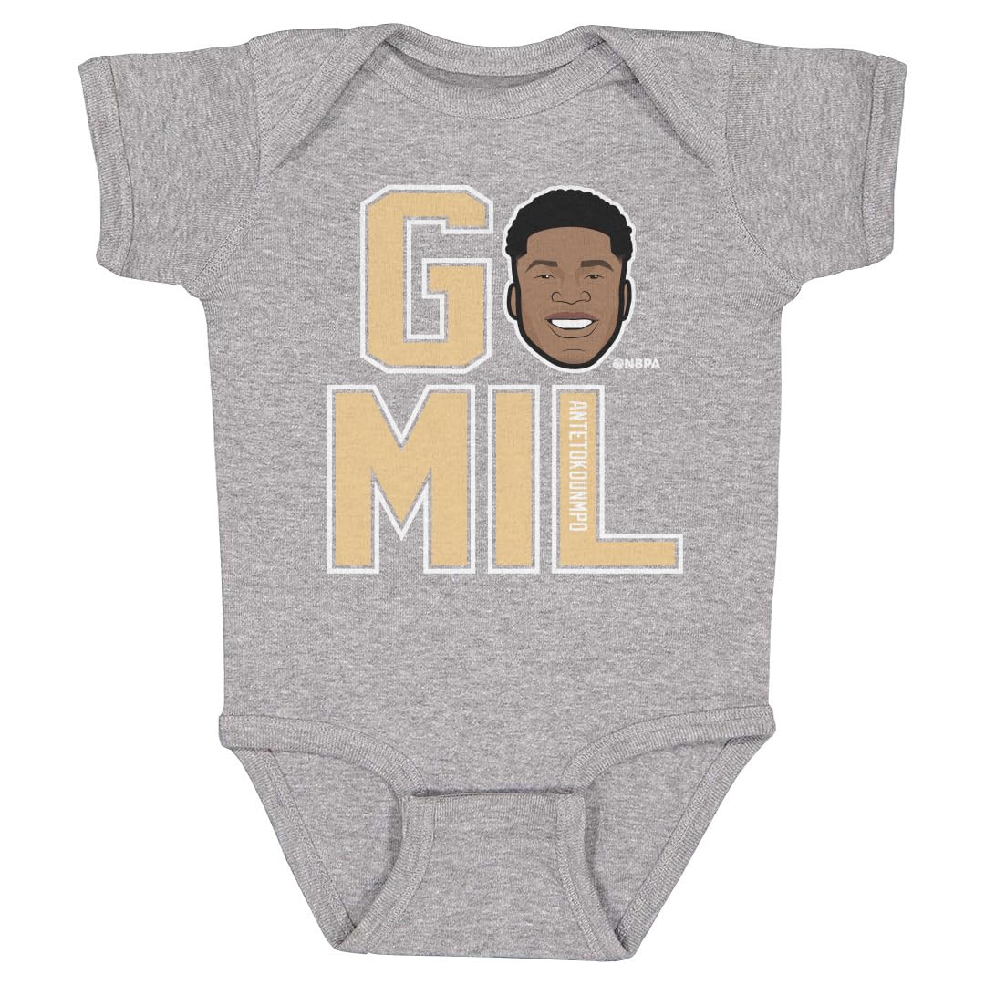 500 LEVEL Giannis Antetokounmpo One-Piece Infant Bodysuit - Giannis Antetokounmpo GO MIL D WHT (Heather Gray, 24M)