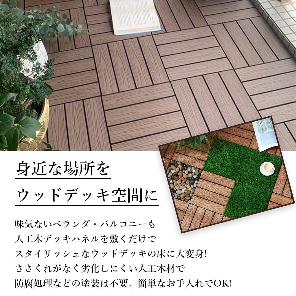 Amazon.co.jp: ウッドパネル 人工木 ウッドデッキ 30枚セット（4枚