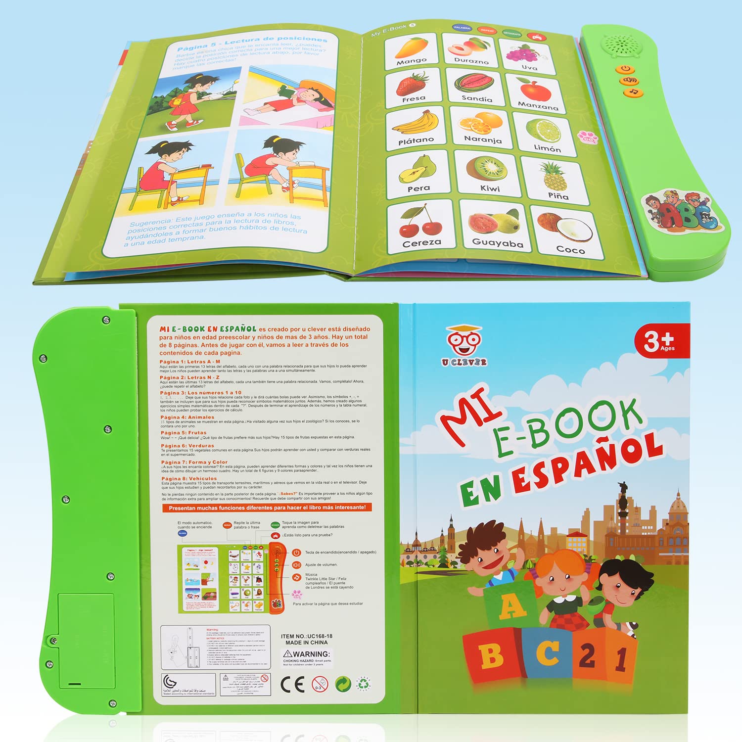 Libro De Sonido Educativo En Español Para Niños | Juguete Interactivo De Aprendizaje Con Cuentos, Juegos Y Tablas De Matemáticas, Batería De 3 Pilas AA, Para Niños A Partir De 3 Años