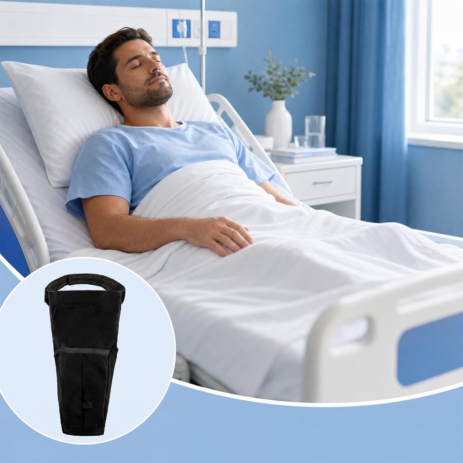 Catheter Leg Bag Holder, Urine Drainage Bag Holder, Urine Leg Bag Holder Cover with Waist Belt, Foley Leg Bag Sleeve for Incontinence Urine Bag, Catheter Bags Stabilization Device (Black, M)