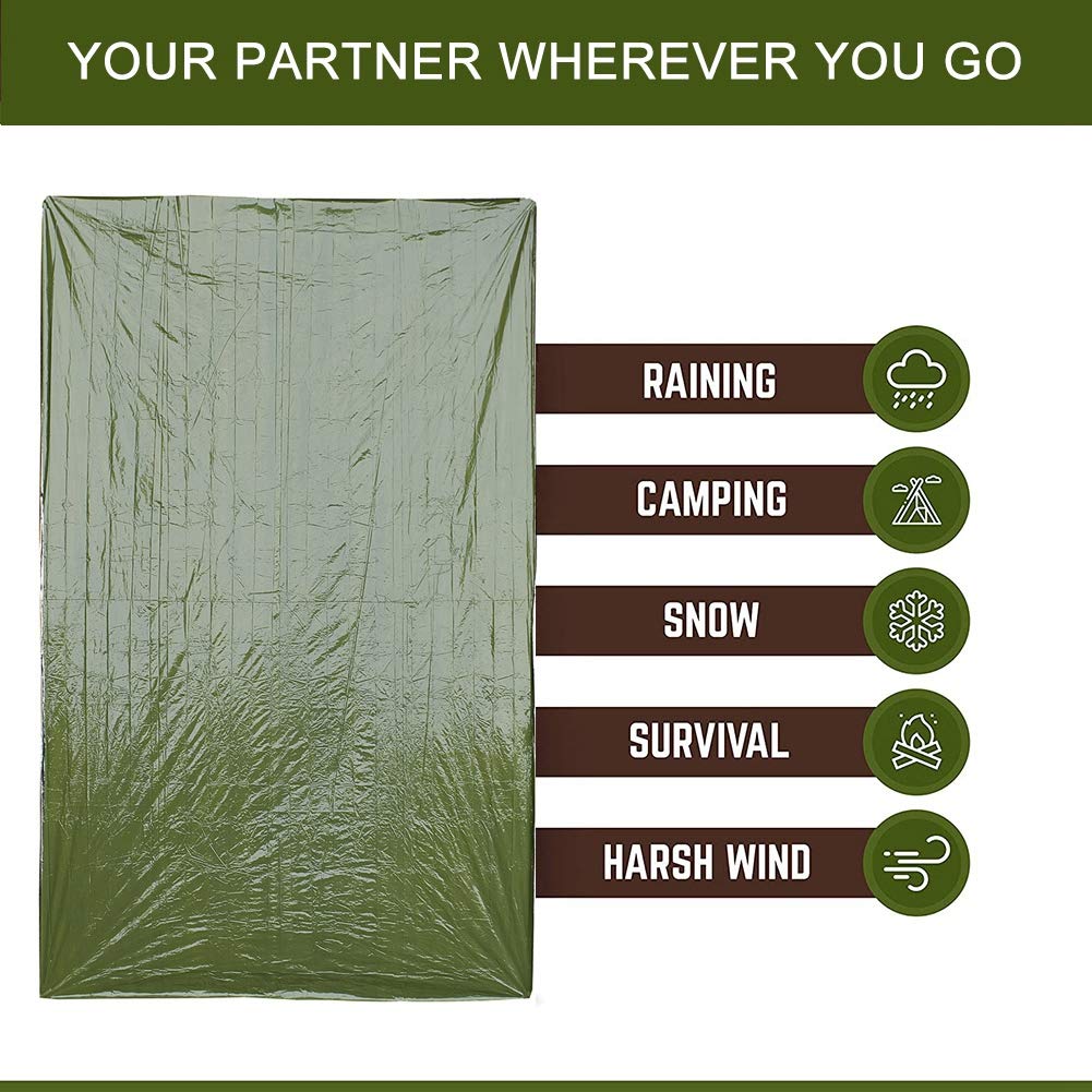 JSCARLIFE Mantas térmicas de emergencia Mylar, kit de supervivencia, manta de campamento, impermeable, portátil para exteriores, senderismo, supervivencia, maratones o primeros auxilios (6 unidades,