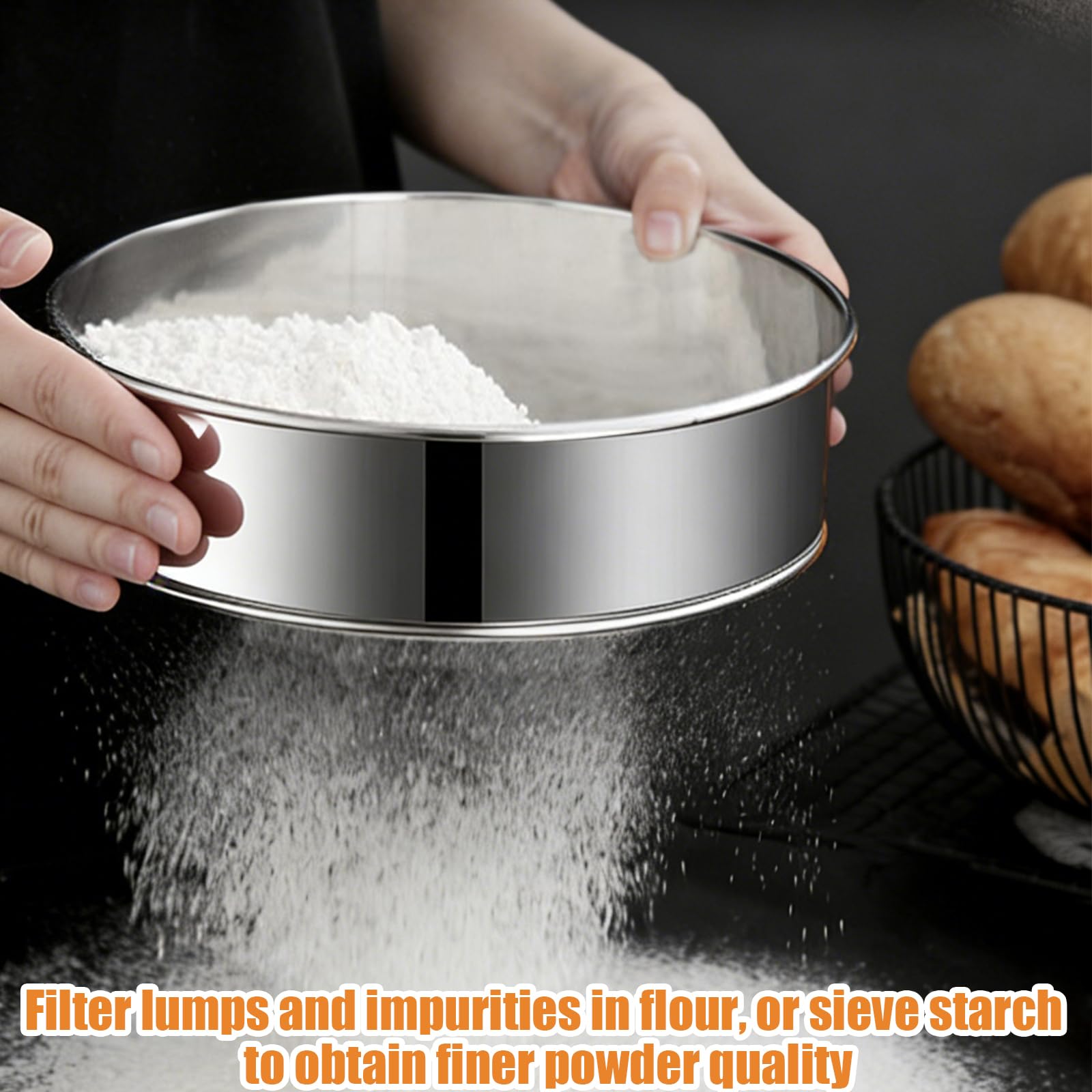 30 CM 150 Mesh Setaccio Farina Passino Acciaio Inox Setaccio da Cucina Strainer Riutilizzabile per Zucchero Scolare Colino Riso Cereali Frutta Verdura Pasta Farina Spezie Verdure