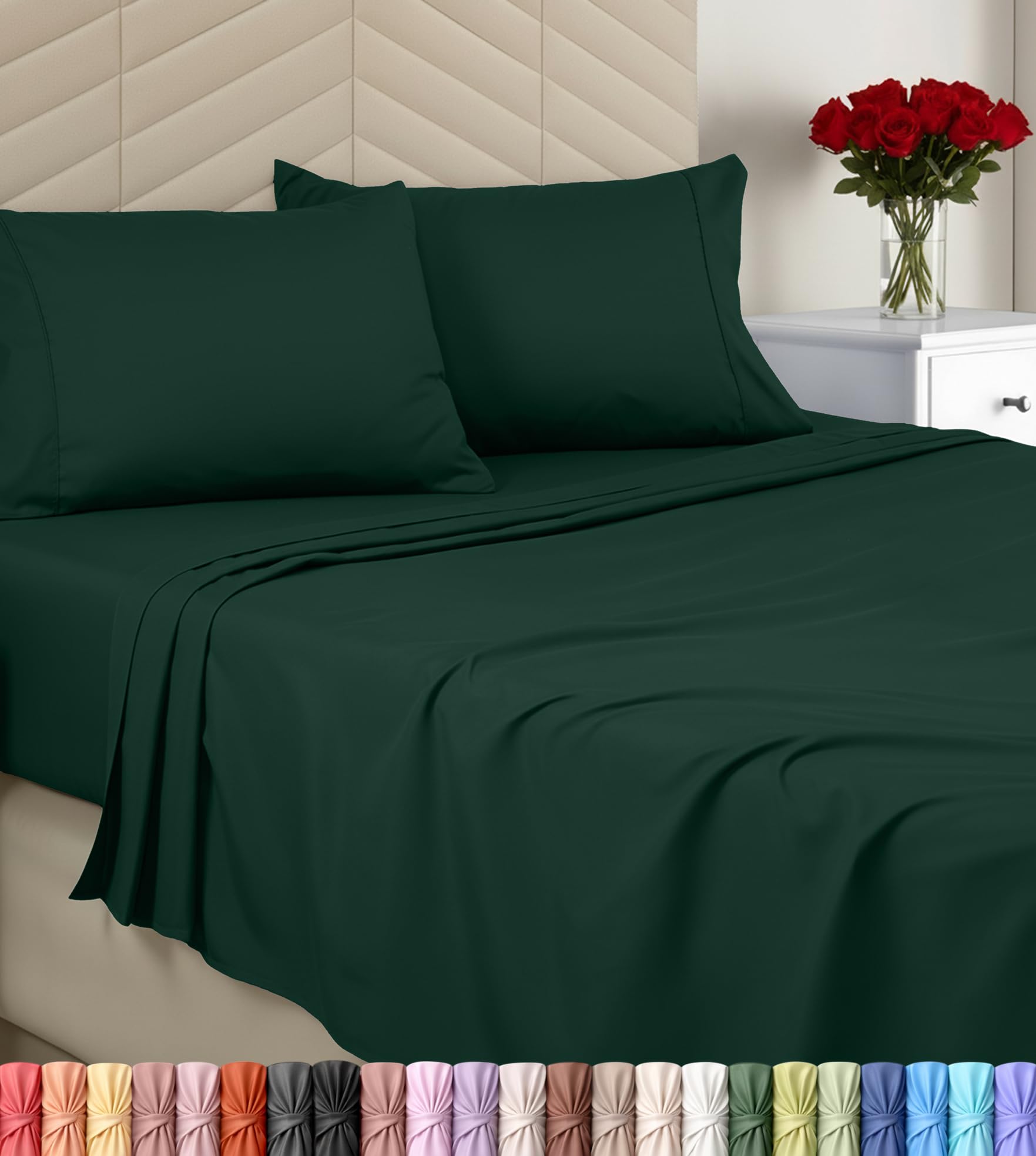 Utopia Bedding - Queen Bed Sheet Set - Brushed Microfiber Soft Bedding Set Includes 1 Fitted Sheet, 1 Flat Sheet & 2 Pillow Cases Deep Pocket Emerald