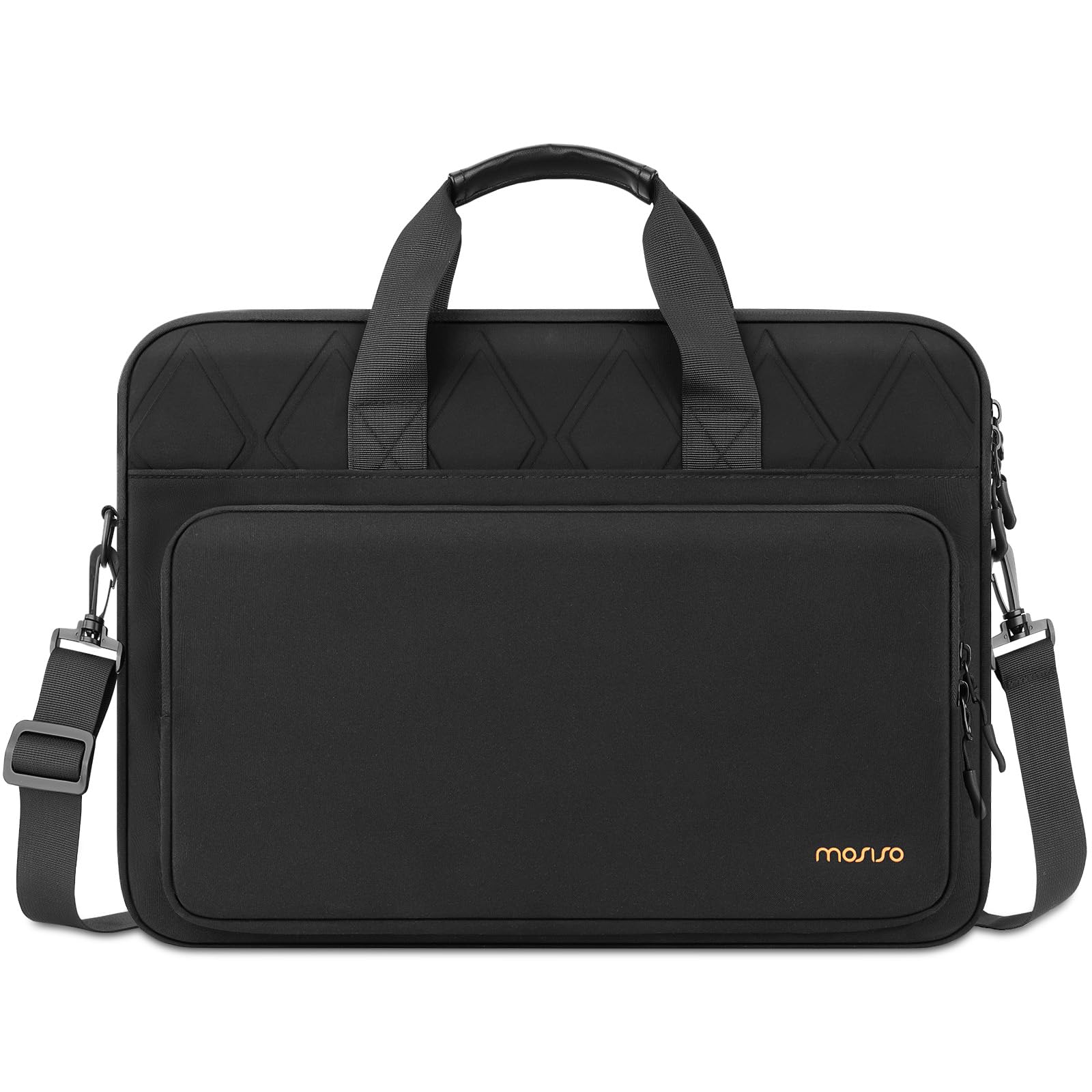 MOSISO 15,6 Zoll Laptoptasche, 15-16 Zoll Laptop Schultertasche | Kompatibel mit MacBook, HP Dell ASUS Lenovo, Umhängetasche mit Verstärkte Ecken&Taschen&Trageriemen für Reise Büro, Schwarz