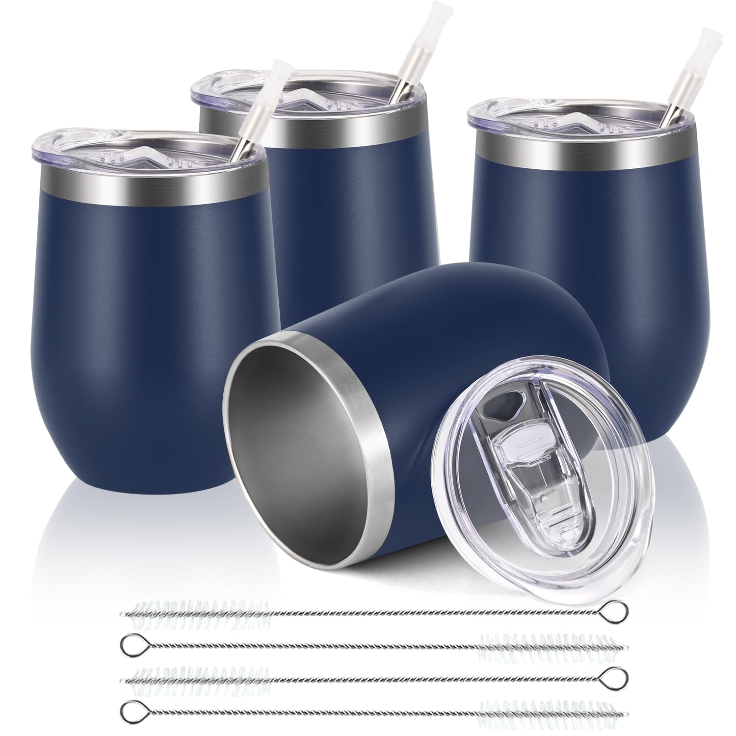 Joymaking Reusable Coffee Cup, Double Walled -Insulated Travel Mug Vacuum Stainless Steel Wine Tumbler with Spill Proof Lid