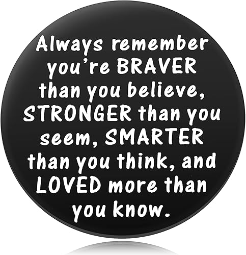 Miniatura 3 de MIXJOY Moneda de ficha de abrazo de bolsillo - You Are Braver Than You Believe Thinking of You Love Tarjeta de regalo, 2 caras, 1.5 pulgadas, color