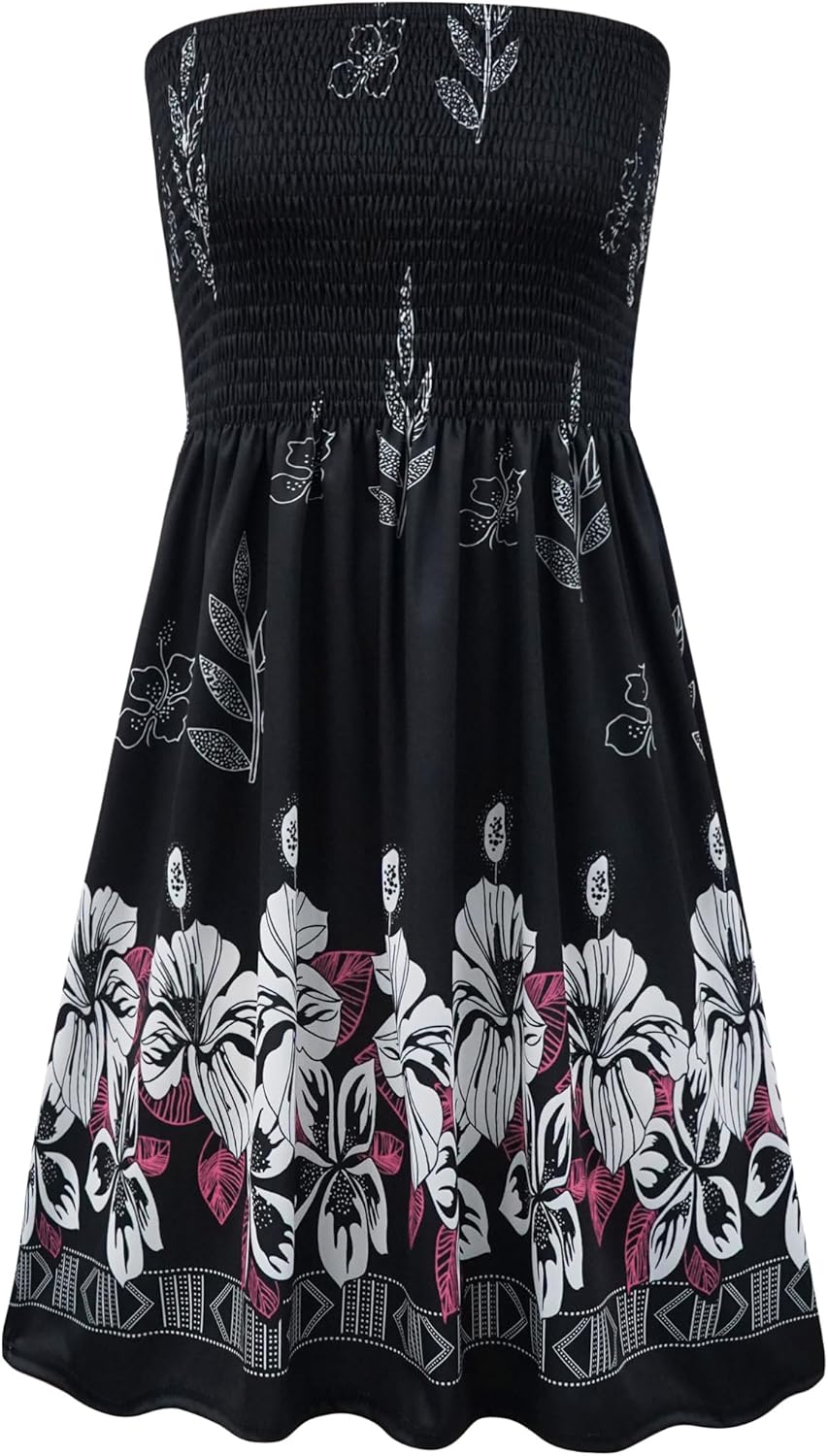 Zyyfly Summer Strapless Dress for Women Tube Top Sundress Casual Beach Cover Ups - Image 5