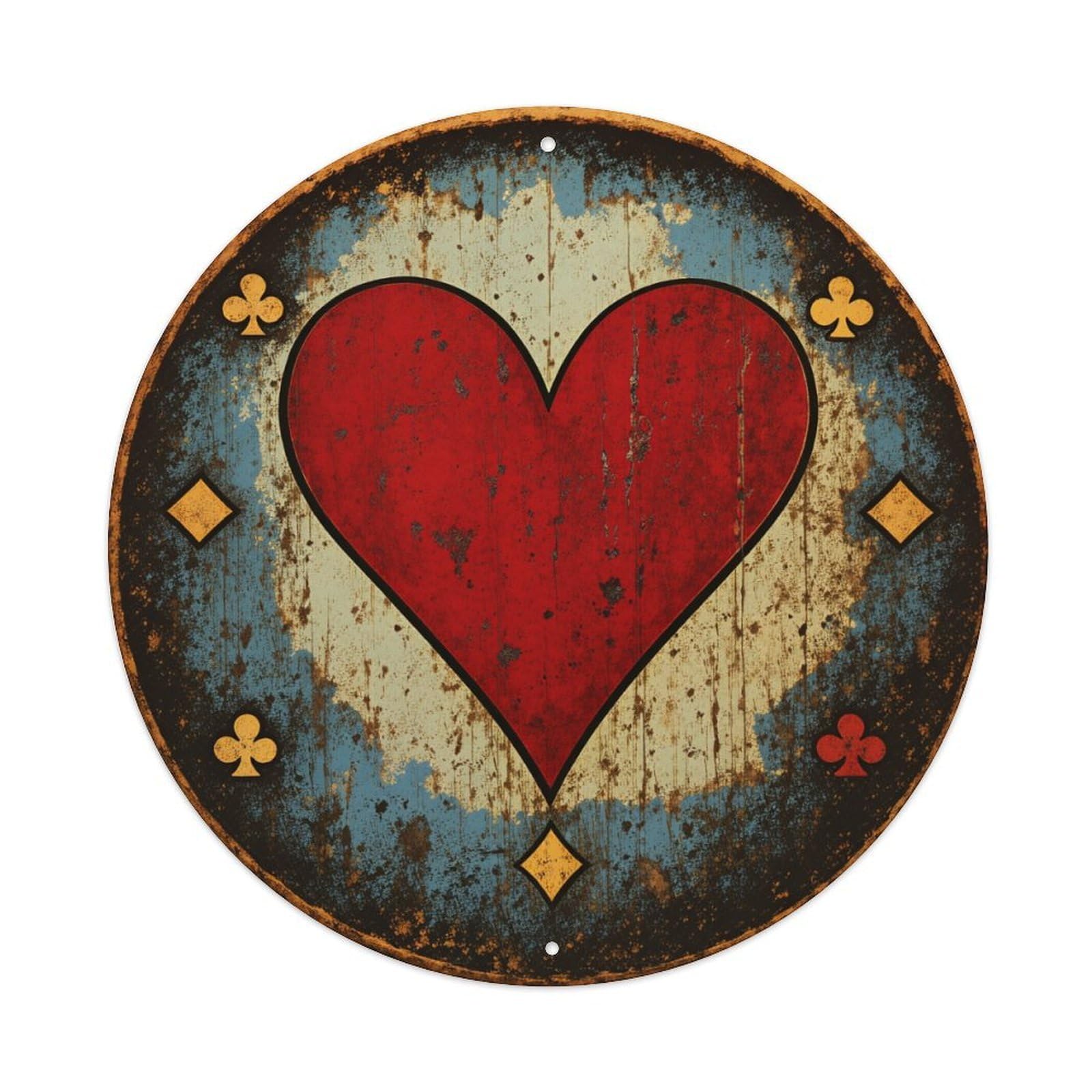 Jdfenggu Vintage Heart Club Diamond Spade Suit Retro Metal Tin Sign, Metal Poster For Bar, Home, Man Cave, Kitchen, Laundry Room Art Decor 8X8 Inch