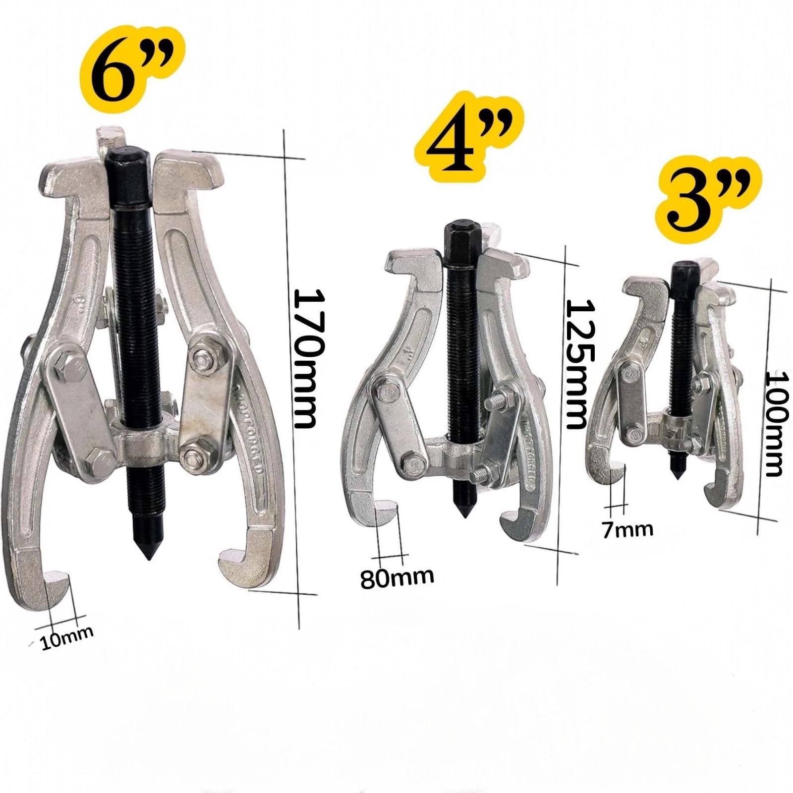 topolenashop Estrattore a 3 Ganasce Reversibili 75/100/150 mm (6") | Kit Rimozione Cuscinetti, Pulegge, Volani, Dischi Freno | Strumento Professionale per Impieghi Gravosi 02271