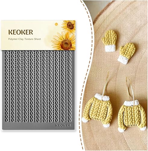 Keoker Hoja de textura de arcilla polimérica para Navidad, tapete de textura de arcilla navideña para hacer aretes, joyas, herramientas de aretes de