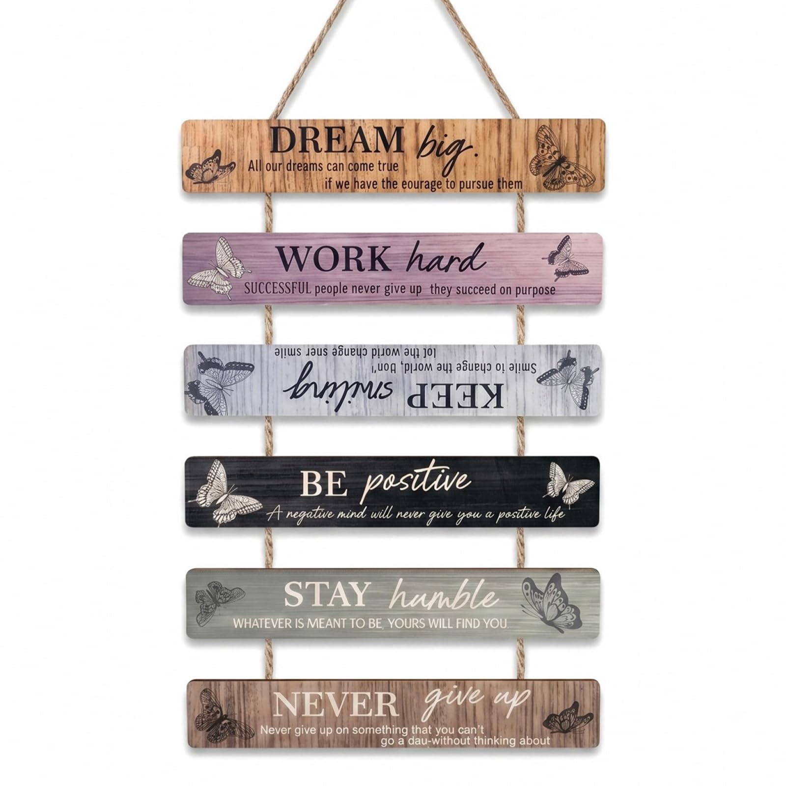 Muiltvoe Inspirational Quotes Wall Art Wooden Hanging Sign Motivational Positive Affirmations Decor for Office Bedroom Nursery Wall Decorations