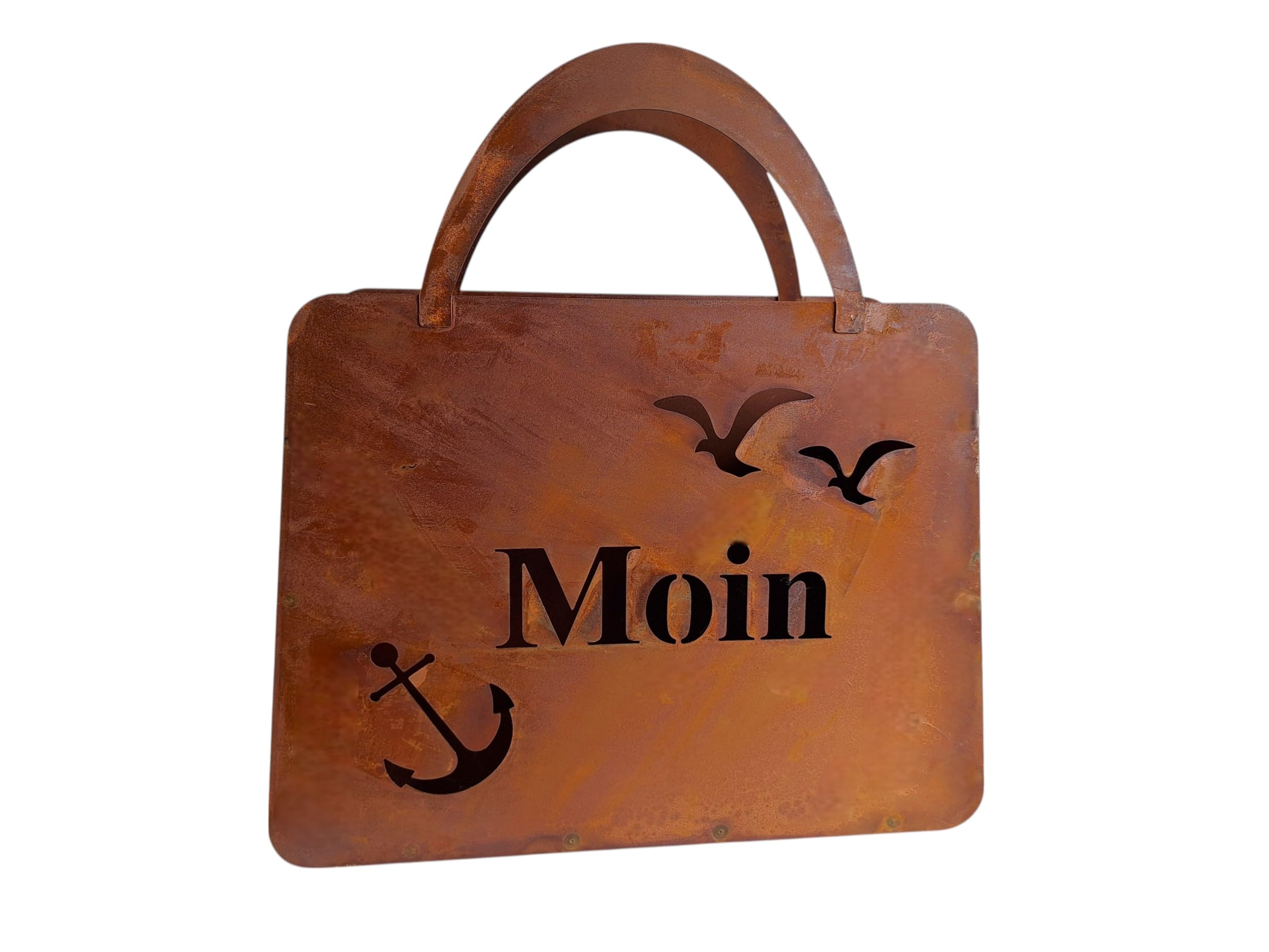 Bornhöft Tasche zum Bepflanzen Windlicht Beetdeko Metall Rost Gartendeko 40cm x 44cm XXL Edelrost rostige Deko für den Garten Moin