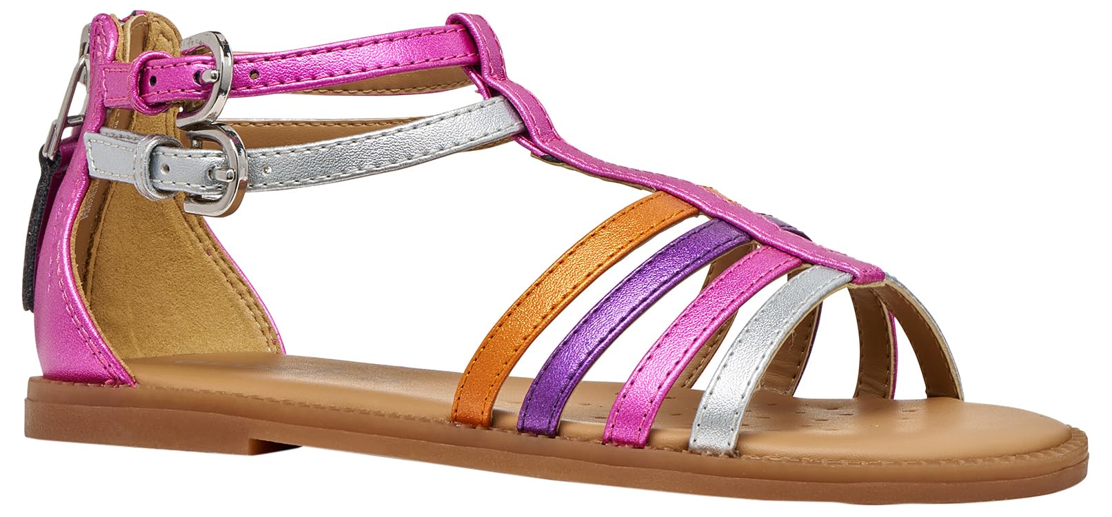 Geox Girl's J Sandal Karly, Fuchsia Silver, 33 EU