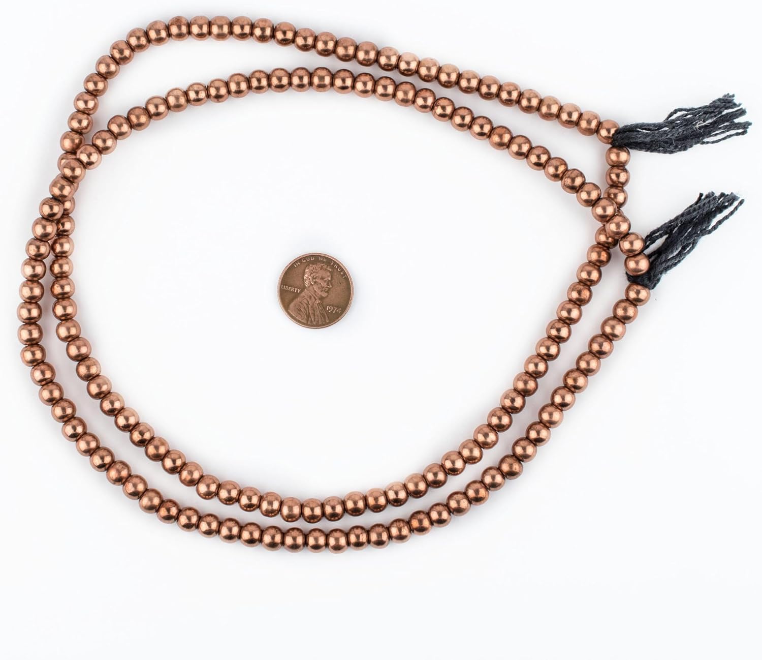 The Bead Chest Copper Round Sphere Beads 6mm, Full Strand of Quality Metal Spacers for DIY Jewelry Design