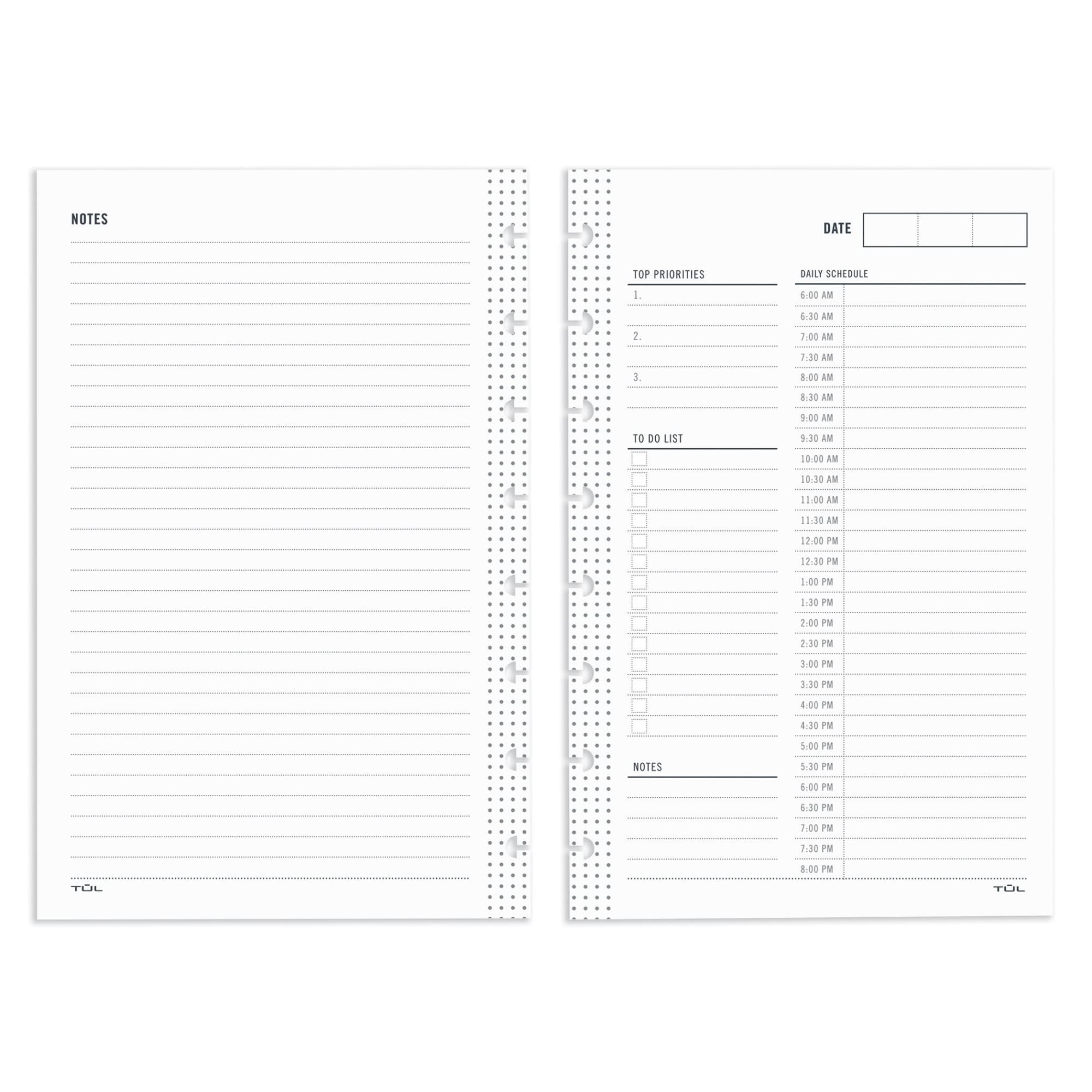 TUL® Discbound Undated Daily Refill Pages, Junior Size, 2