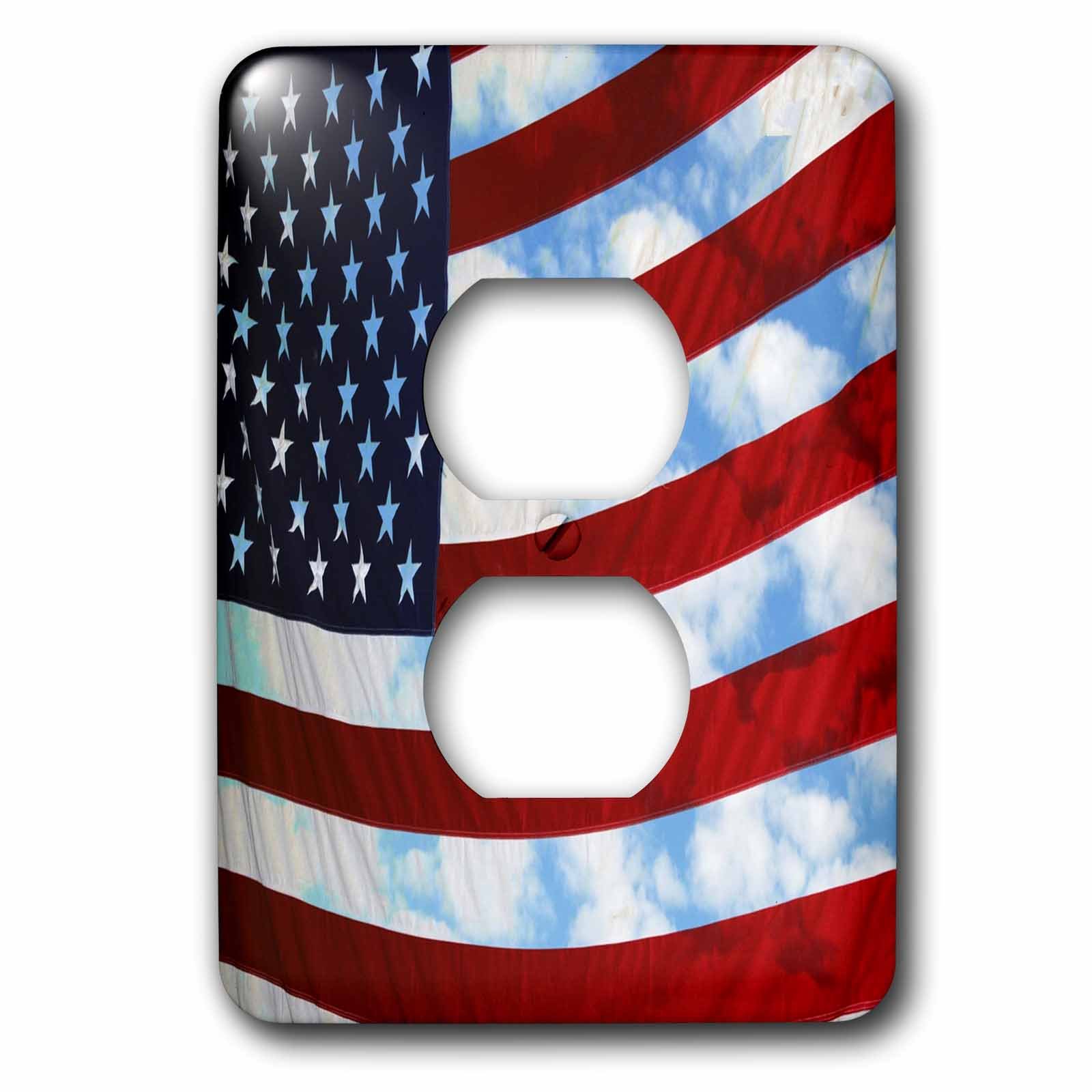 Drapeau américain lot de 2 prises décoratives pour interrupteur double