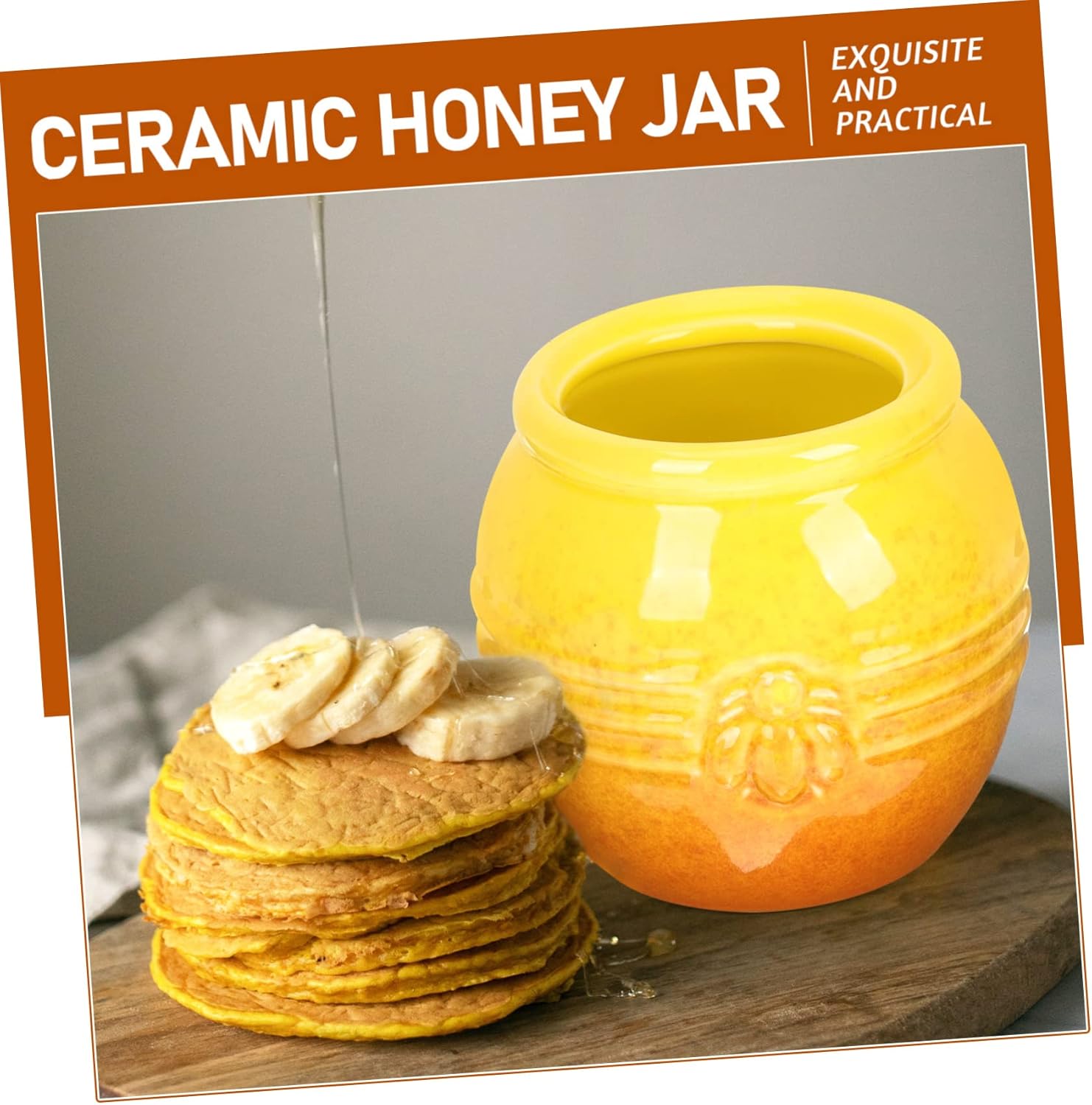 Gallon Glass Jar for Kitchen Storage and Laundry Room Organization.Jar Storage with Mini Dipping Spoon Beehive Jar for Honey Ceramic Honey Dispenser with Lid