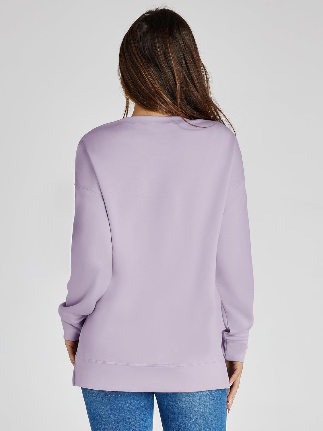 Glamaker Women's Long Sleeve Crewneck Sweatshirt Lightweight Basic Soft Loose Pullover Sweatshirts