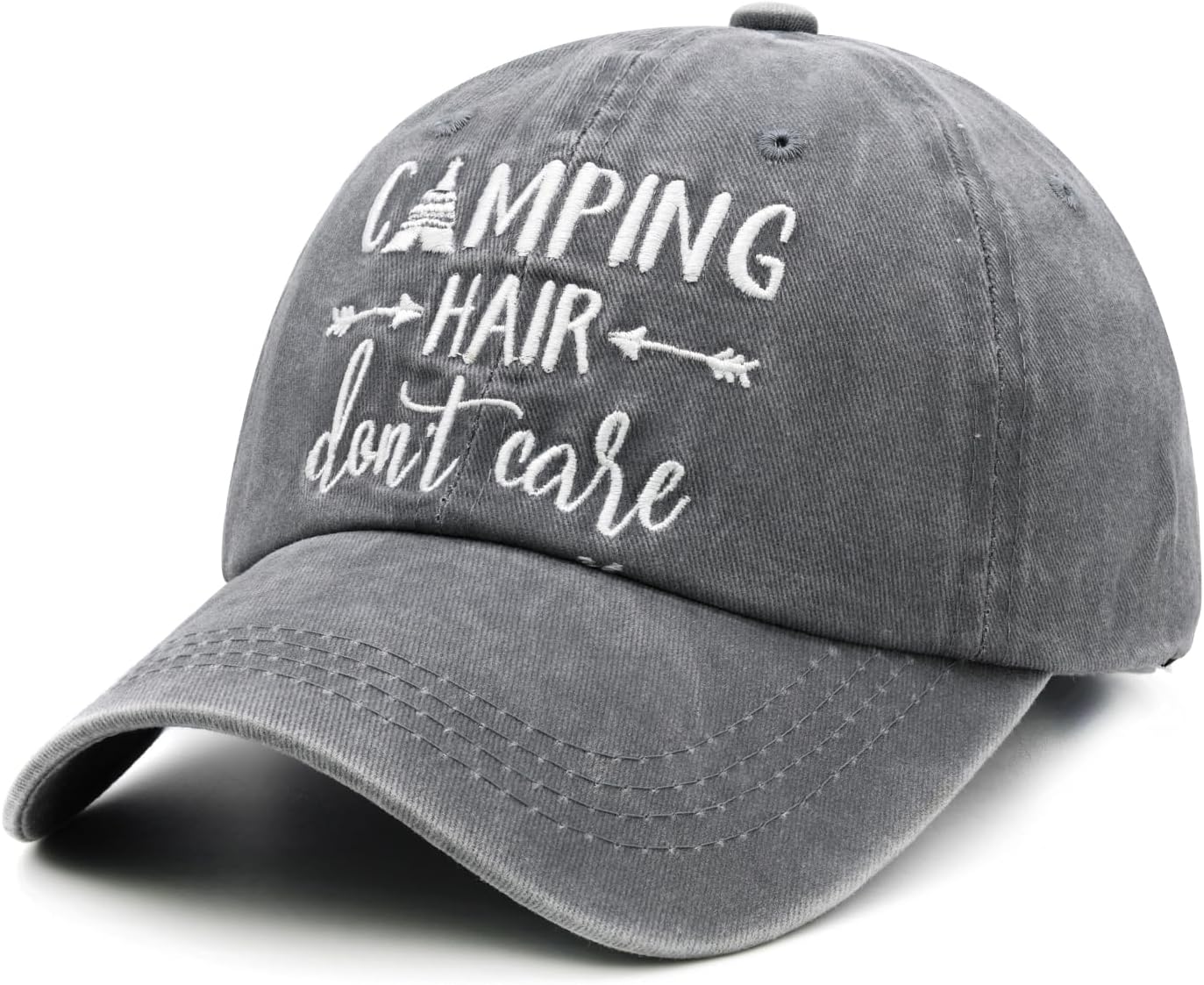 Waldeal Embroidered Camping Hair Don't Care Hat Adjustable Washed Baseball Cap for Women Men - Image 2