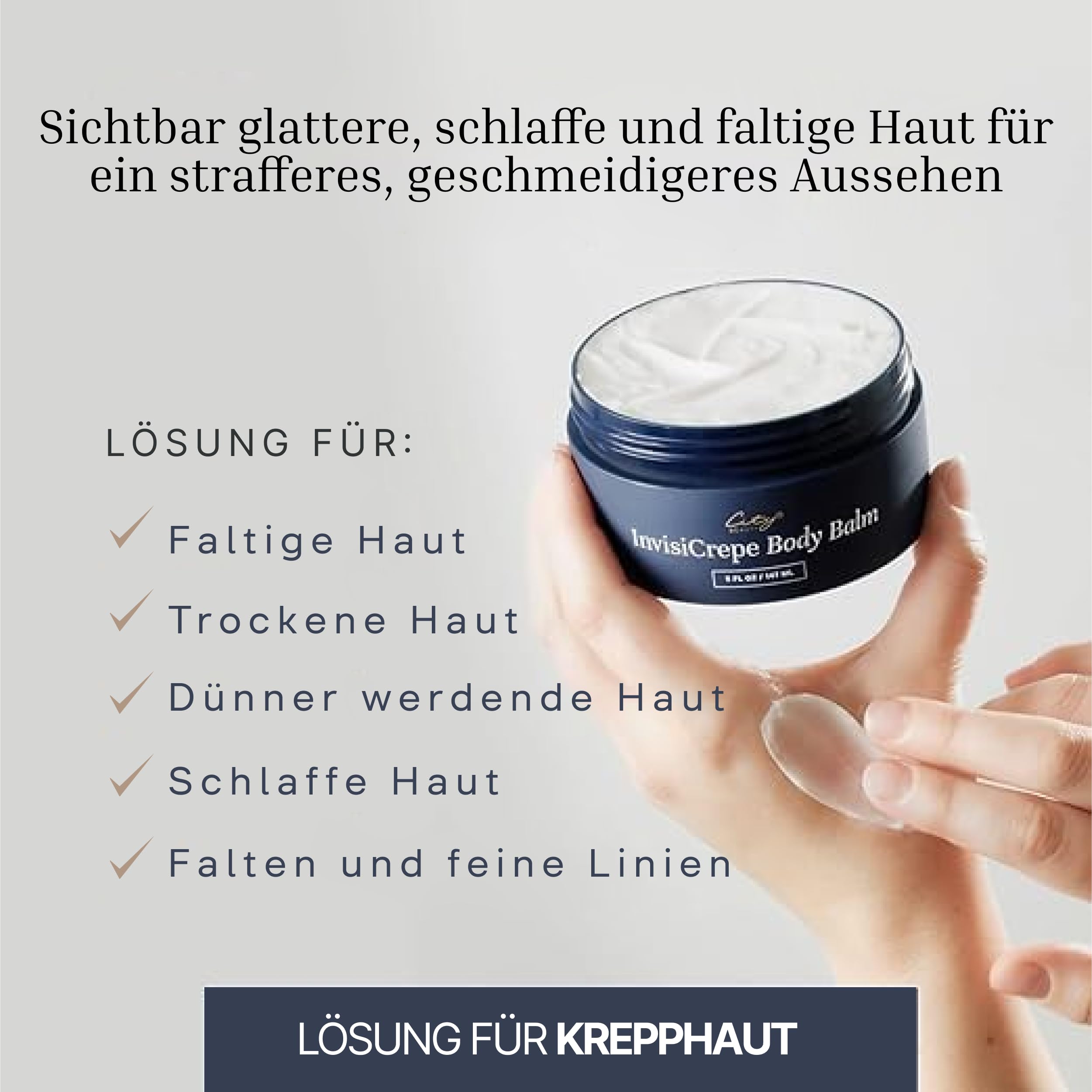 City Beauty InvisiCrepe Körperbalsam – Hautstraffende und festigende Lotion für ein glatteres, strafferes Aussehen | Anti-Aging-Straffungscreme für den Körper