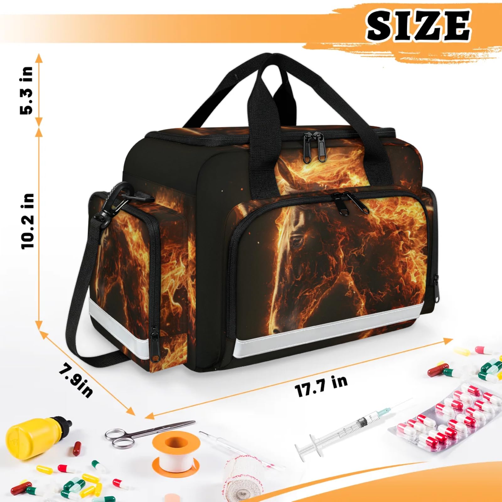 GzLeyigou First Aid Bags Empty, Fire Horses Emergency Bag First Aid Kit Multiple Compartment Kit Carrier On Call Trauma Bag For Paramedics Emergency Medical Supplies Kit