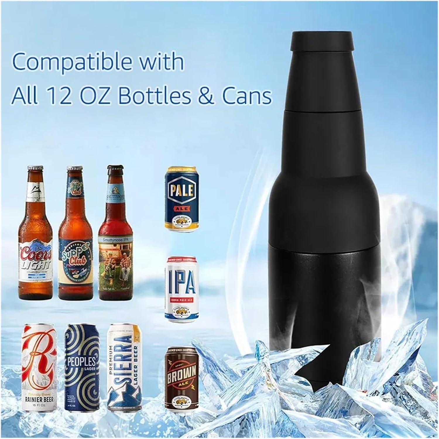 Brewing accessories Double Wall Beer Bottle Cooler,3-IN-1 Insulated Stainless Steel Beer Can Holder with Beer Bottle Opener,Best Gift for Men Brewing accessories