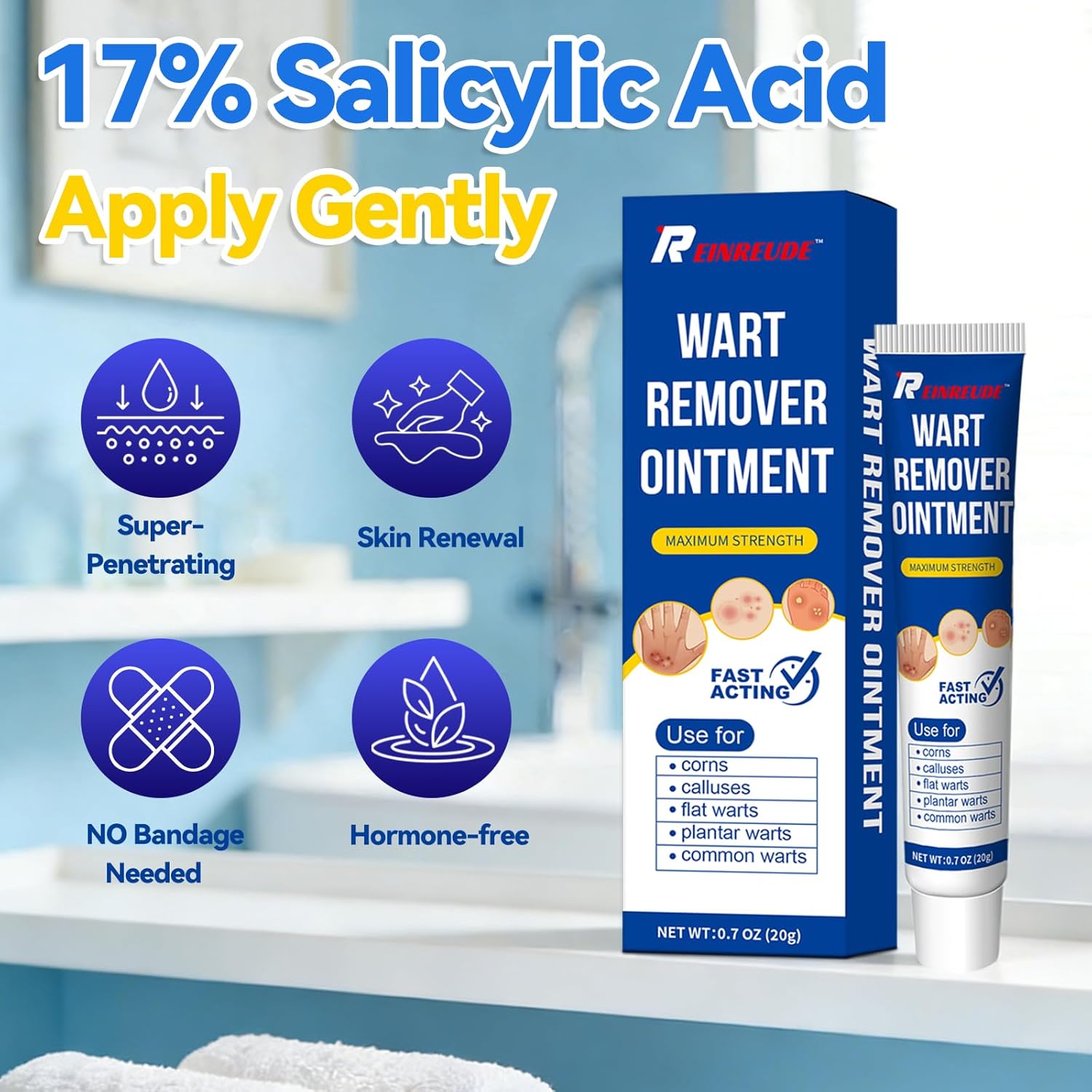 Wart Remover Ointment,Skin Tag Remover,17% Salicylic Acid,Quick Removal,Rapid-Acting,wart Remover Freeze Off for Common Warts,Corns and calluses,20g(NDC Code：84010-094-01) - Image 2