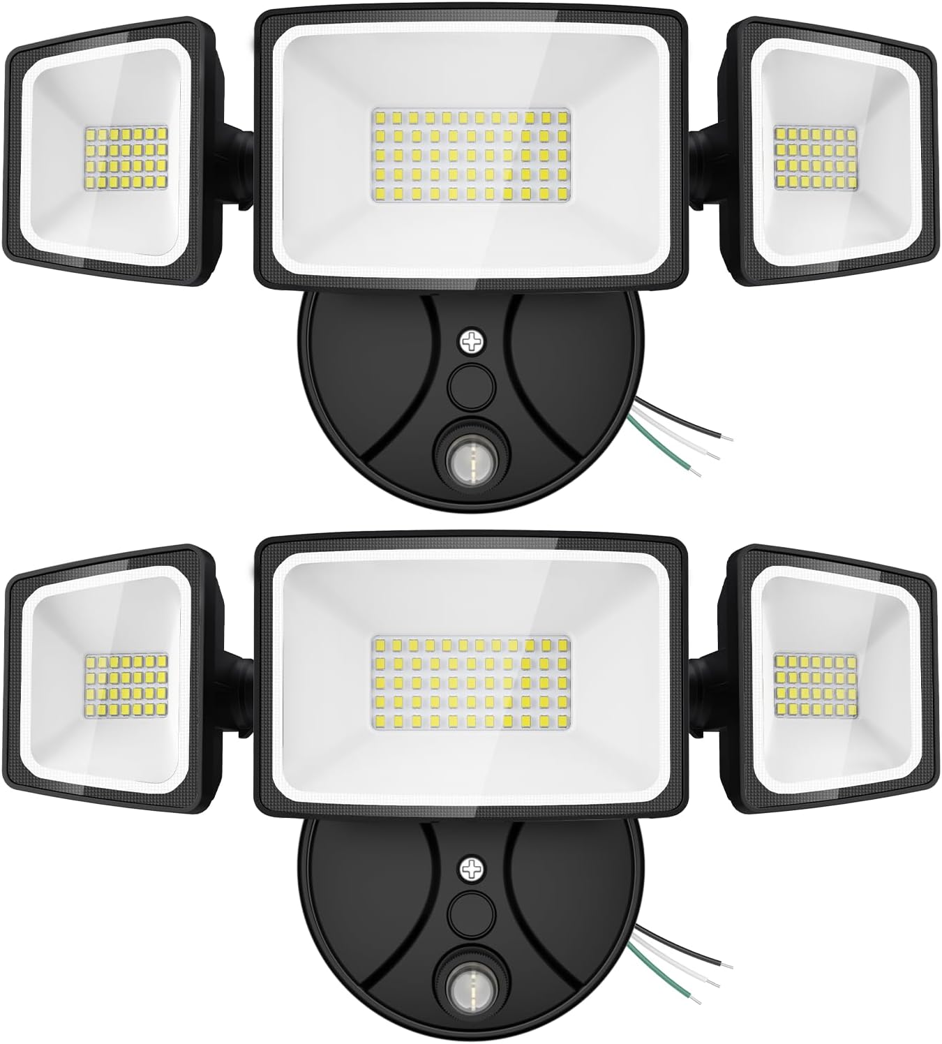 Onforu 70W LED Dusk to Dawn Outdoor Lighting,2 Packs 7000LM Exterior Flood Lights,IP65 Waterproof Outdoor 3 Adjustable Heads Photocell Black Lights Fixture,6500K Daylight White Floodlights(Black)