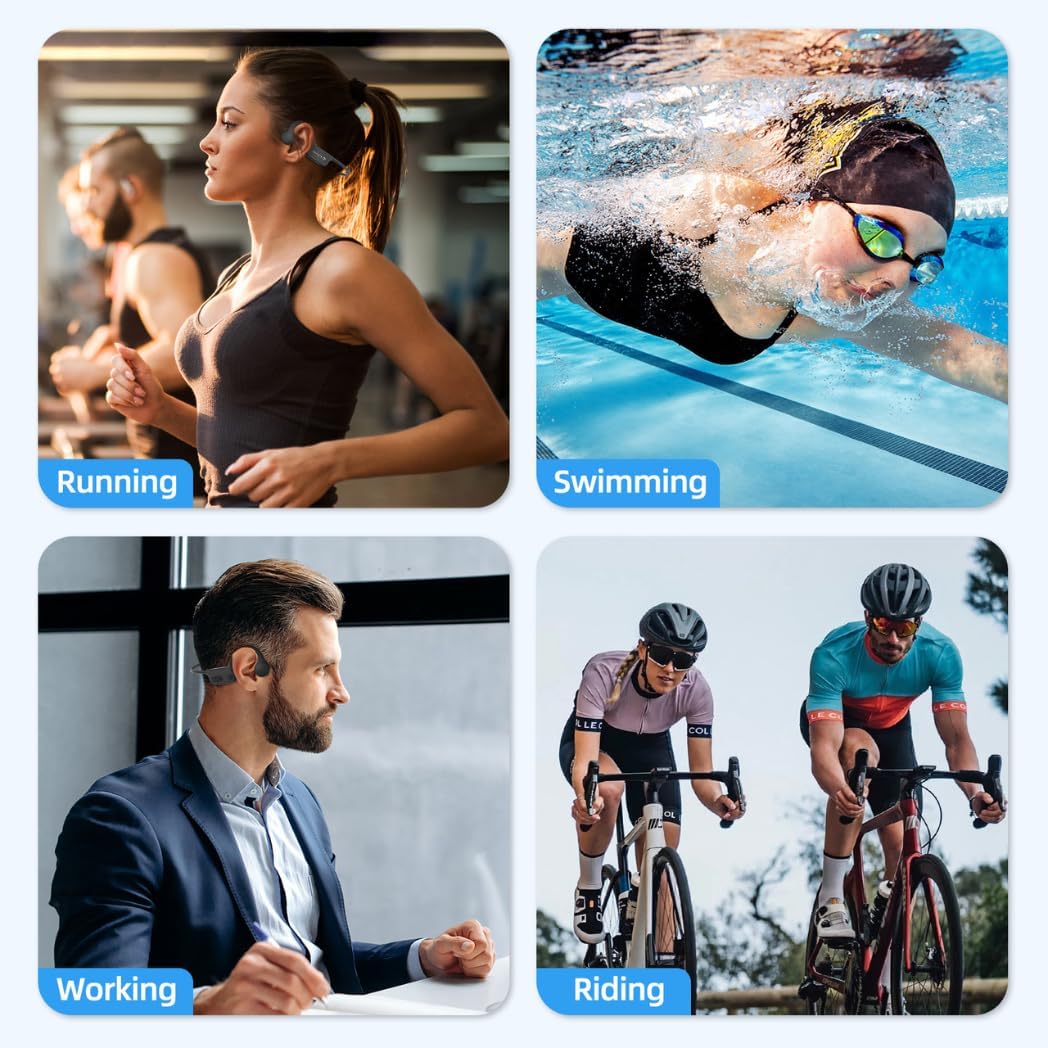 FREESWIM W26. Waterproof Bone Conduction Bluetooth & Embedded Music Player. Swim and Listen to Music iOS and Android Compatible (Black)