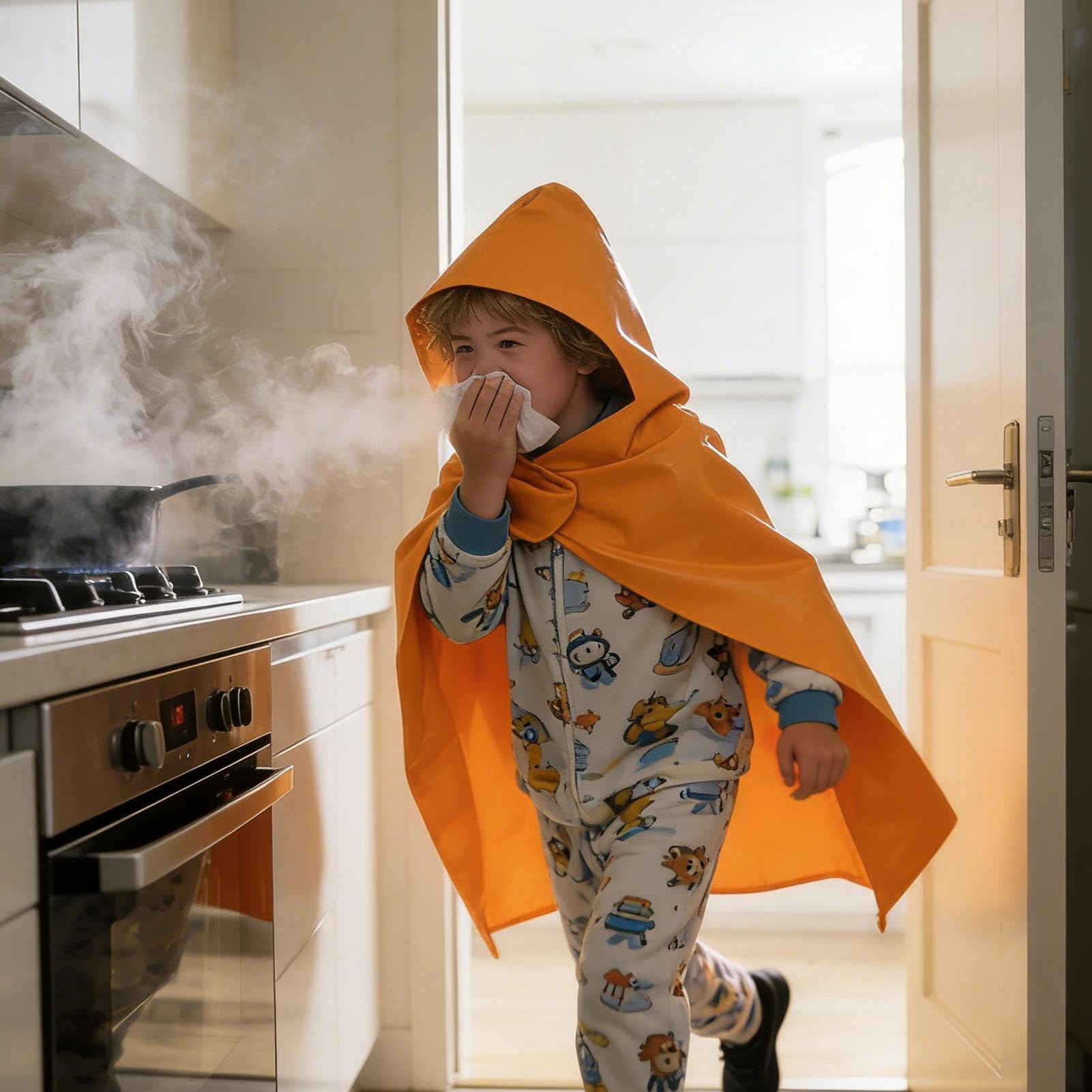 Capa de Escape contra Incendios Mono con Capucha Ignífugo y Resistente al | Manta de Evacuación Ignífuga Para Hogar Hotel Cocina Hombres Mujeres Niños Niñas Jóvenes Adultos