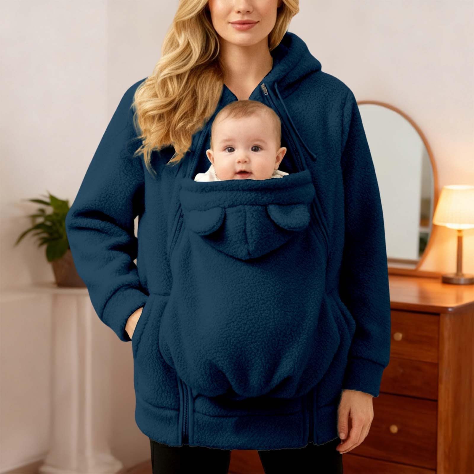 Umstandsjacke Mit Babyeinsatz - Umstandsmantel Für Den Winter Umstands Baumwolljacke Warm Baby-Tragefleecejacke Oversize Kapuzenjacke Outdoor Mantel Fleece Outdoorjacke Umstandsmode