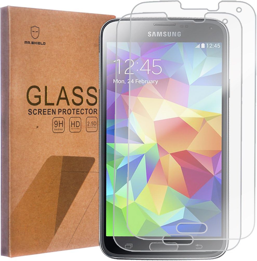 Mr.Shield [2-PACK] Designed For Samsung Galaxy S5 [Tempered Glass] Screen Protector with Lifetime Replacement