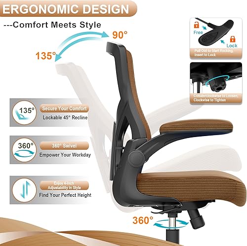 Miniatura 6 de Silla de oficina, silla de escritorio con respaldo alto, altura ajustable y diseño ergonómico, silla de computadora para oficina en casa, soporte