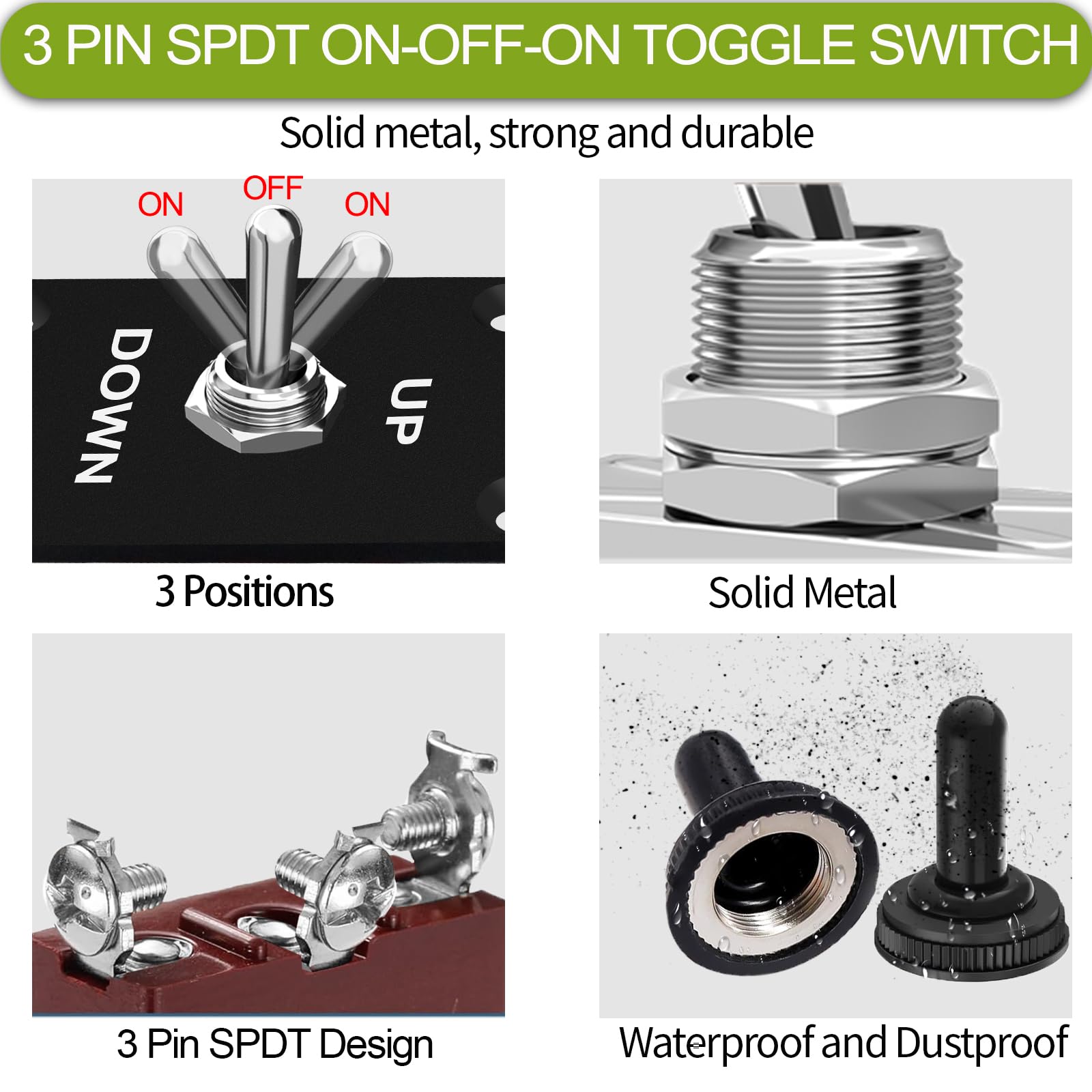 Snapklik.com : HOKAAER Heavy Duty Toggle Switch ON-Off-ON 12V DC 30A 3 ...