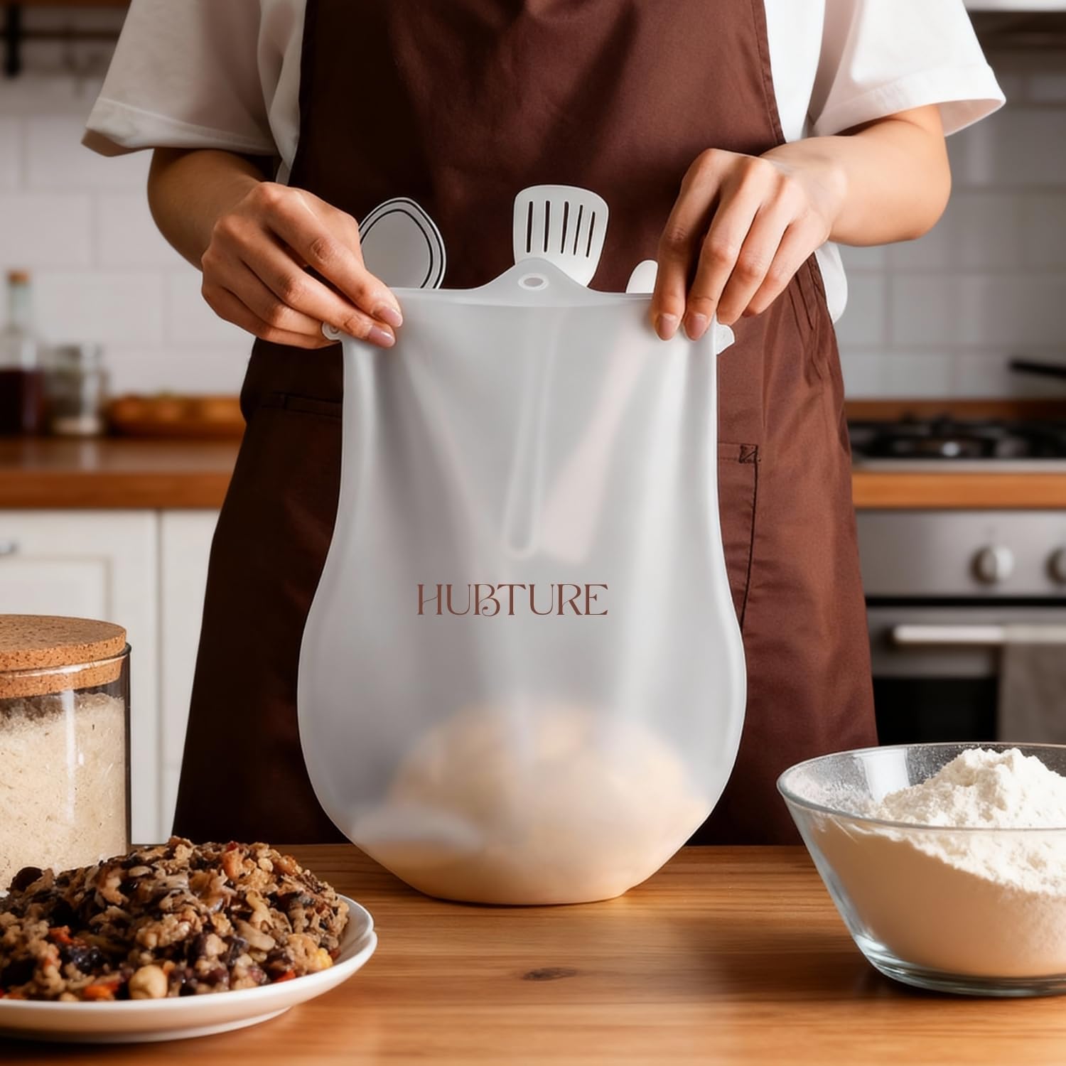 HUBTURE Silicon Atta Kneading Dough Maker Bag – Reusable Silicone Kneading Bag for Bread, Pizza, Pastry & More | Multipurpose Food-Grade Mixing & Storage Tool