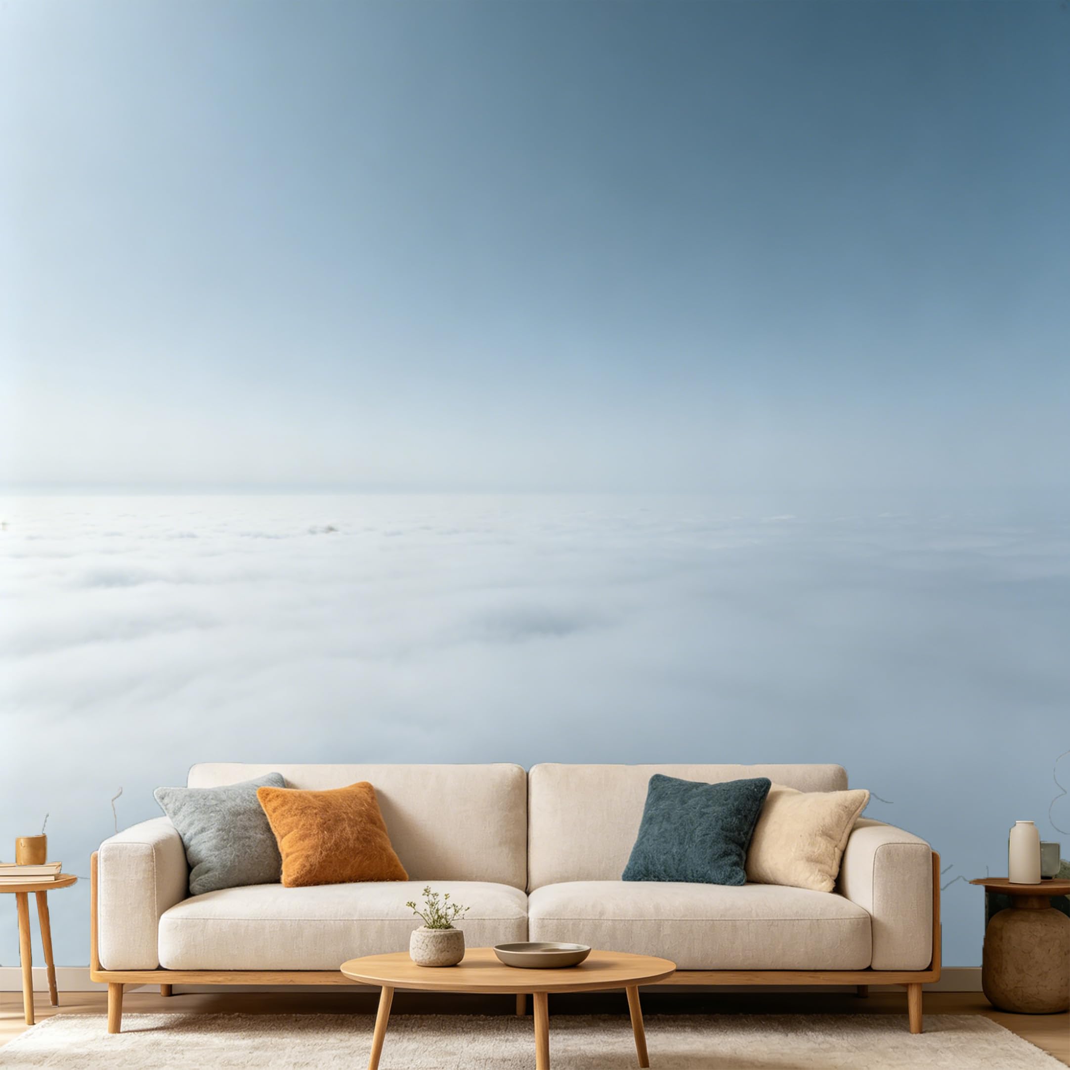 Custom Size Wall Mural Minimalist Sky Above Clouds Aerial View Landscape SelfAdhesive Art Prints wall Fabric（No PVC） Removable Wallpaper Home Bedroom Decor