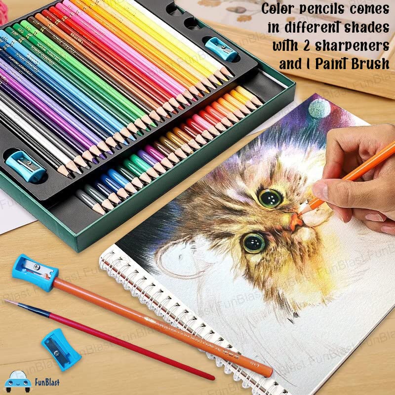 Image of FunBlast Color Pencils Set, (Pack of 48 Pcs) Professional Water Soluble Colored Pencils, Colorful Pencil Colors /Artist Sketching, Drawing Color Pencils for Art Craft, Colouring Pencils for Artists