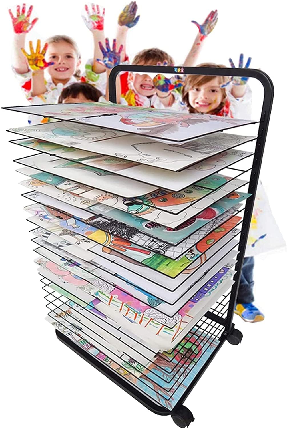 Aioneer Art Drying Rack For Classroom Art Studio Drying Rack, 20-Layer 4K Single-Sided Drying Rack, Educational Product Drying Rack, Space-Saving Shelf