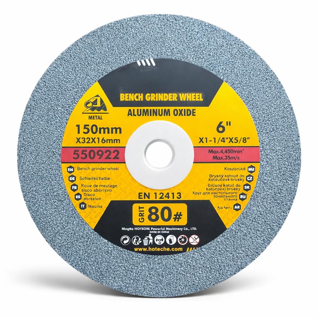 Disco Mola Abrasiva per Smerigliatrice da Banco 150x32x16 mm Grana 80 | Pietra Abrasiva ad Alte Prestazioni per Metallo, Pietra e Fai-da-Te