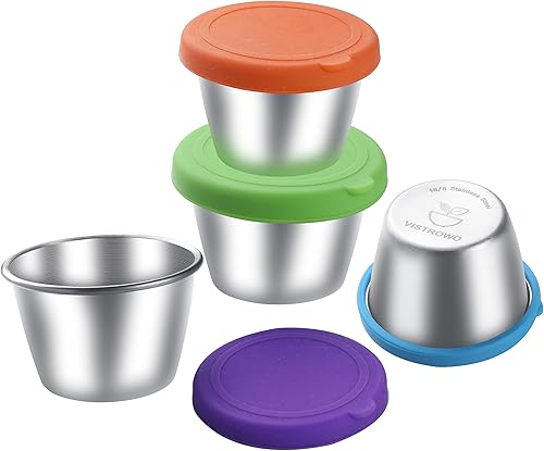 Recipiente para aderezo de ensalada, recipientes de condimentos de 4 x 2.4 onzas con tapas, a prueba de fugas y reutilizables, fácil de abrir,