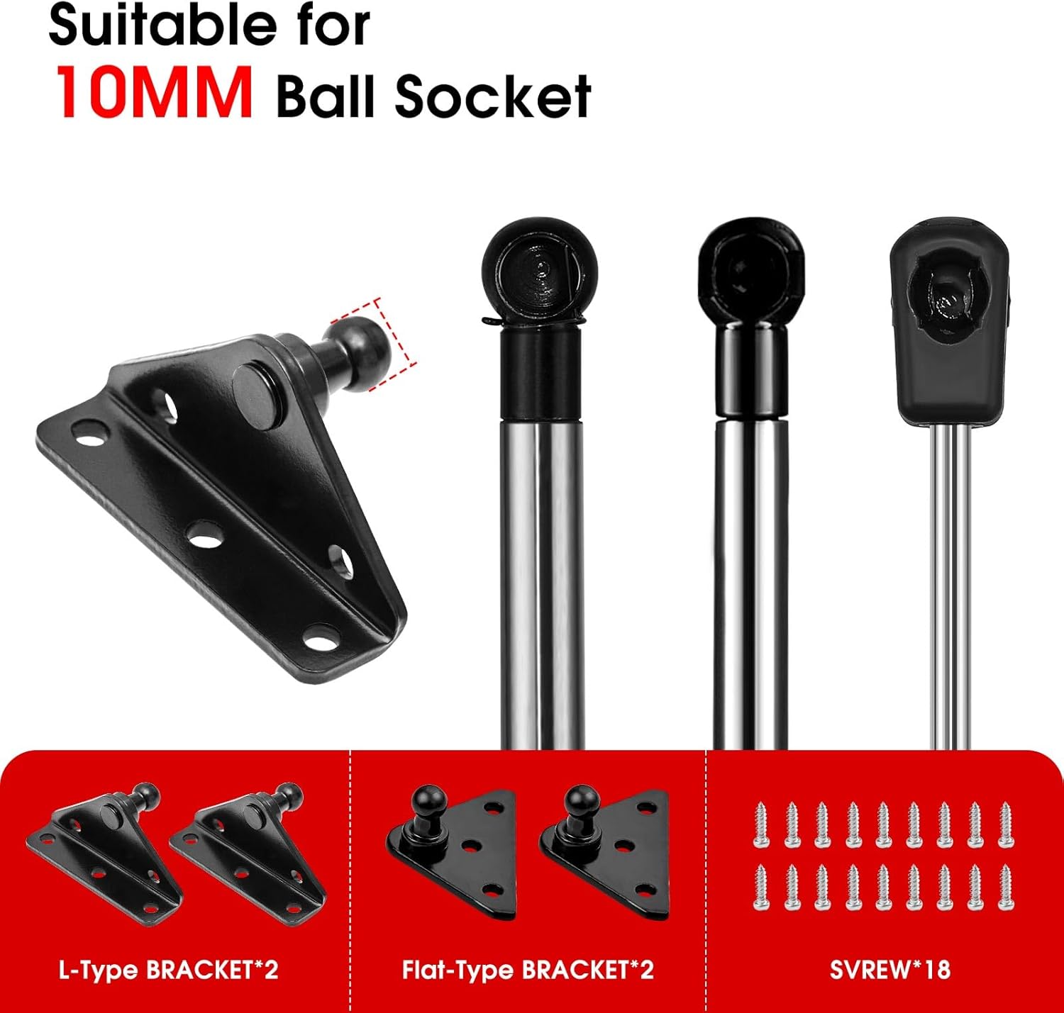 12in 20lb Gas Struts + 10 mm Mounting Bracket