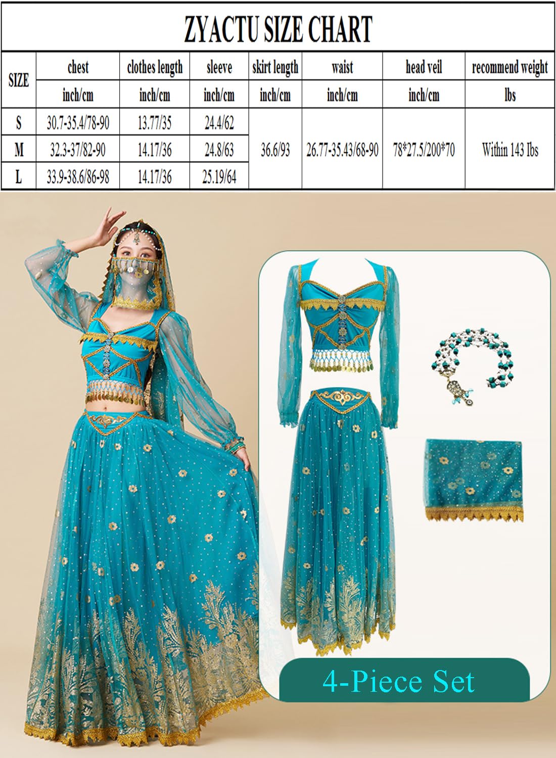 Danza del ventre Aladdin Jasmine Princess Dress Up Party Halloween Performance Costumi Cosplay Outfits