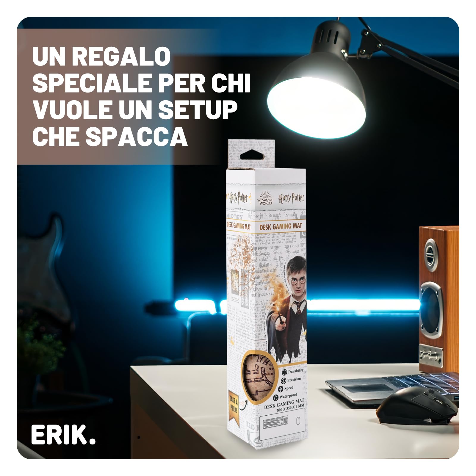 Grupo Erik Tappetino Mouse Harry Potter XXL, Mappa del malandrino - Tappetino Scrivania Impermeabile e Antiscivolo 80x35cm | Mousepad, Accessori Gaming per Scrivania