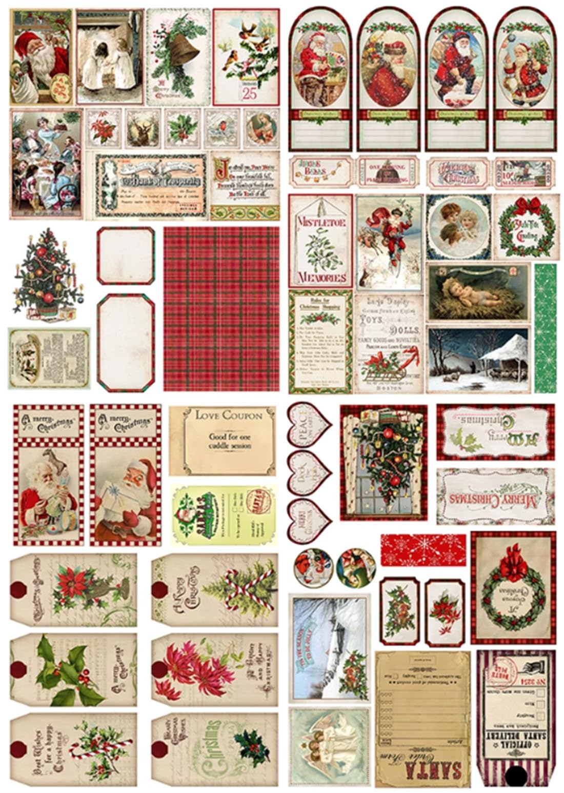 Naklejki do scrapbookingu, Boże Narodzenie, vintage, samoprzylepne naklejki dekoracyjne, zestaw papieru do scrapbookingu, pamiętnika, albumu, tworzenia kart