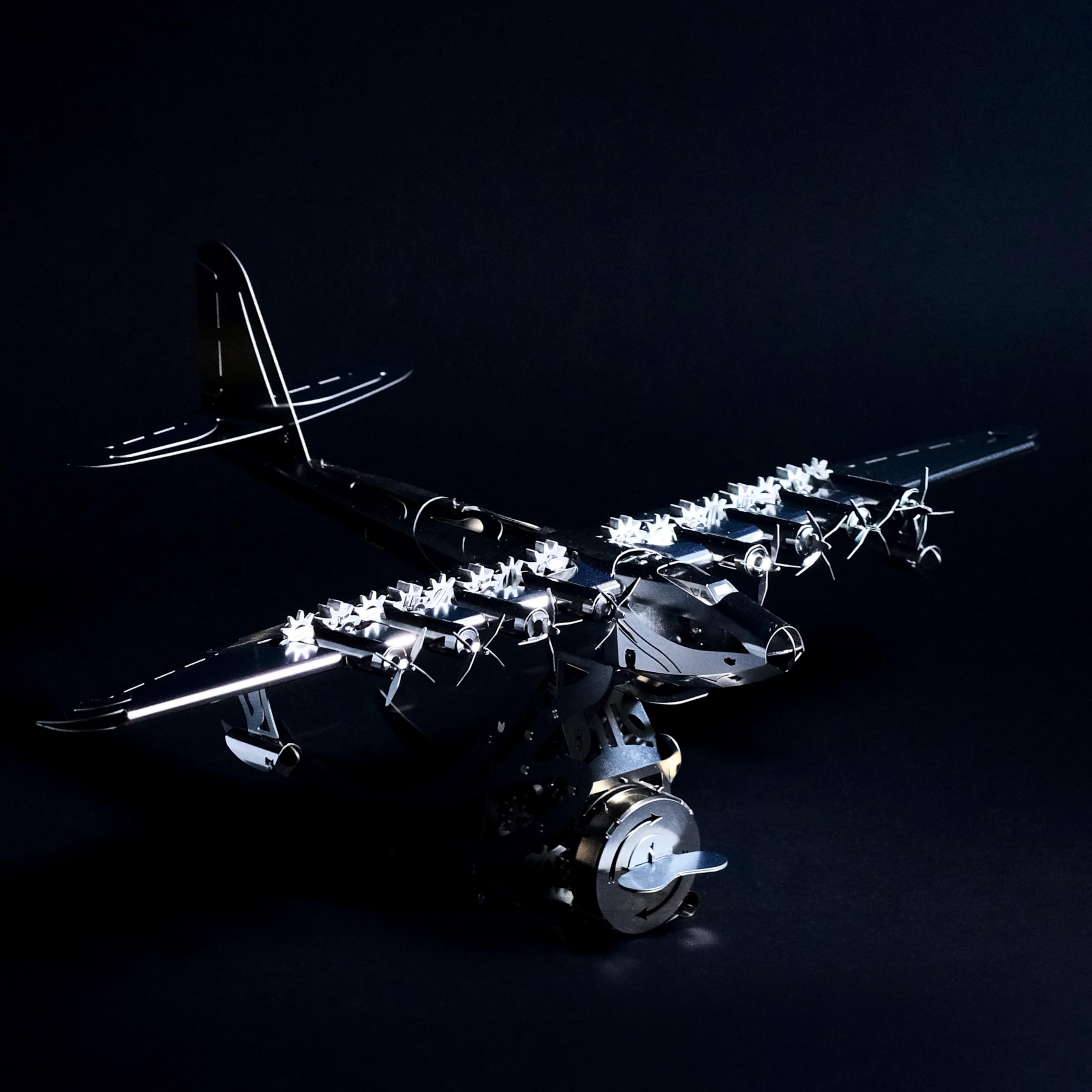 METAL TEMPS Hercules Hughes H-4 Herkuleles Sapin Goose - Kit de modélisme 3D en métal avec mécanisme pivotant, modèle volant herkules, plateforme amovible, 170 pièces.