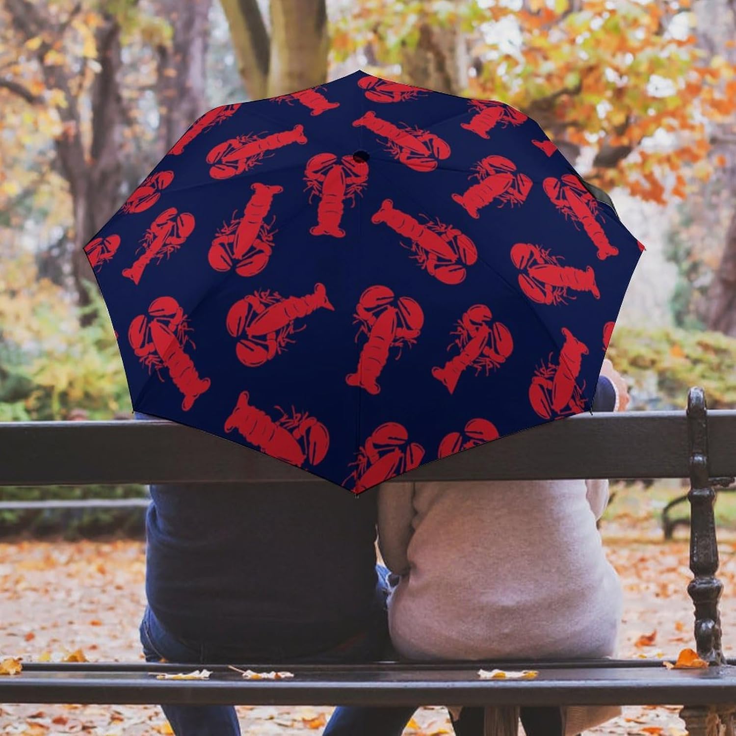 Red Lobster Travel Umbrella For UV Rain Windproof Folding Umbrellas Portable Funny Manual