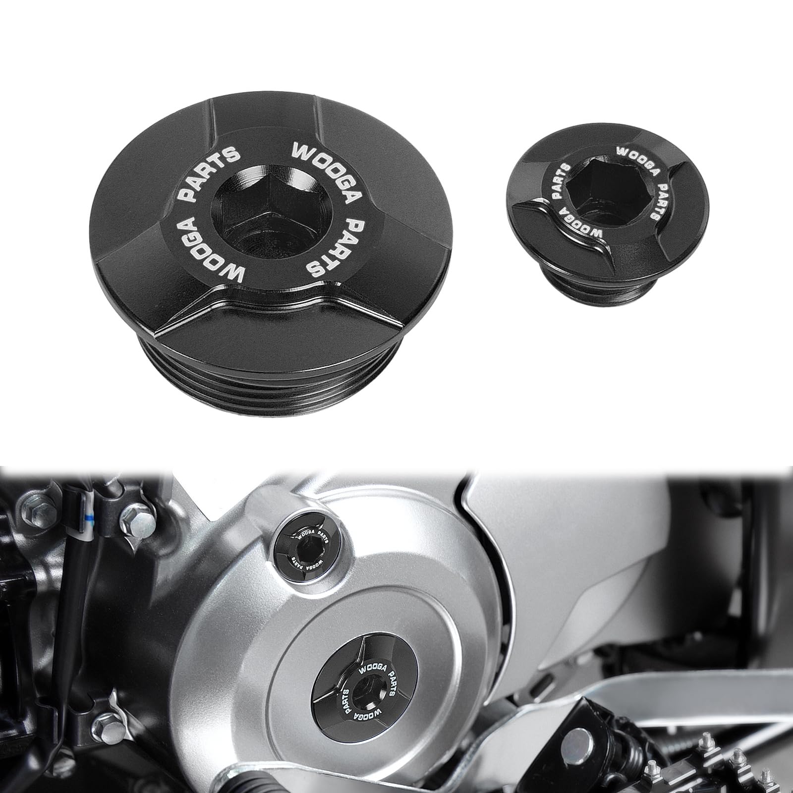 Motorcycle Engine Plug Screw Cover Crankcase Cover Engine Oil Filler Screw for Honda CT125 Hunter Cub Grom125 SC50 SC110 Monkey125 Dax125 Super Cub C125 CL250 BR125R CB250R CMX250 (Black)